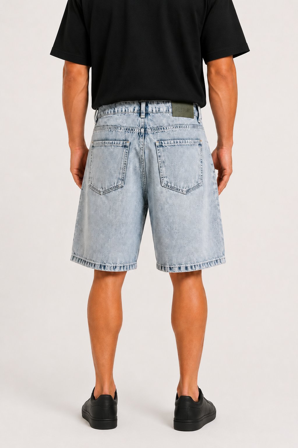 Erkek Washed Jean Şort Açık Mavi