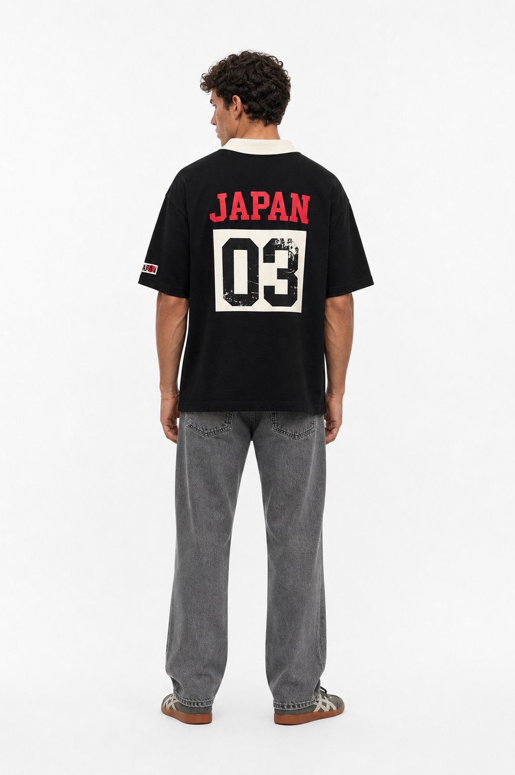 Erkek Yaka Detaylı Oversize T-Shirt Siyah
