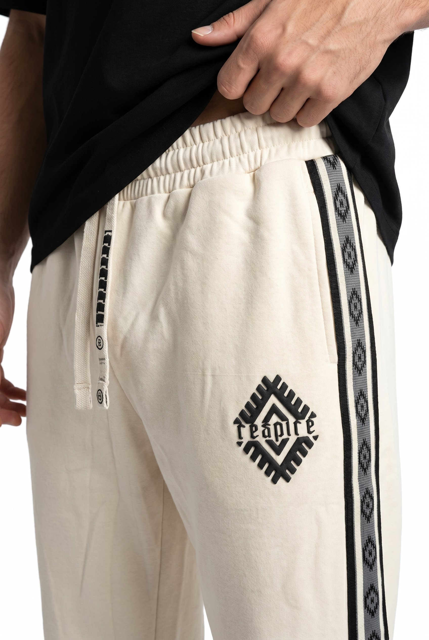 Erkek Yan Şerit Detaylı Modal Baggy Eşofman Altı Bej