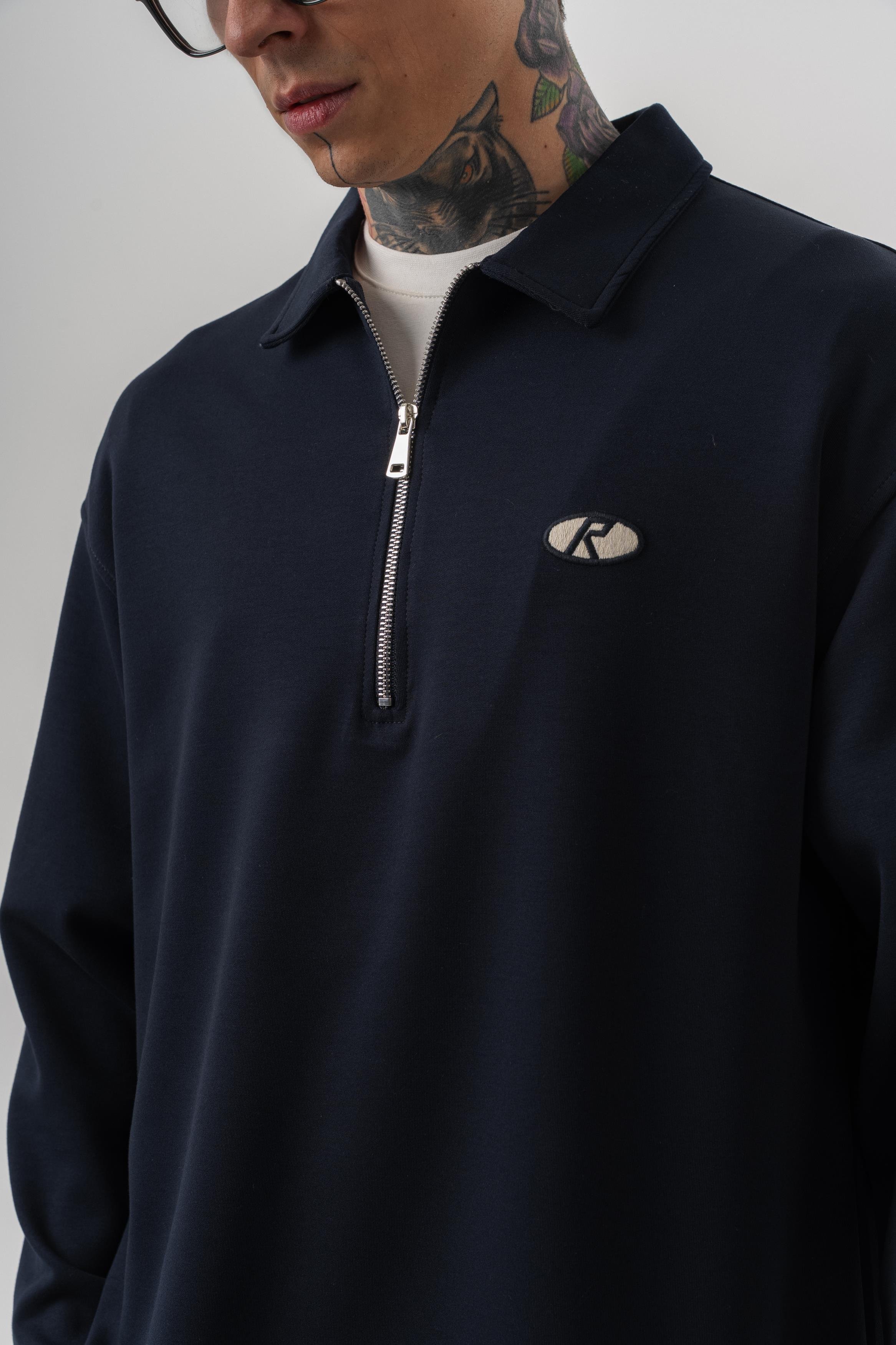 Erkek Yarım Fermuarlı Modal Sweatshirt Lacivert