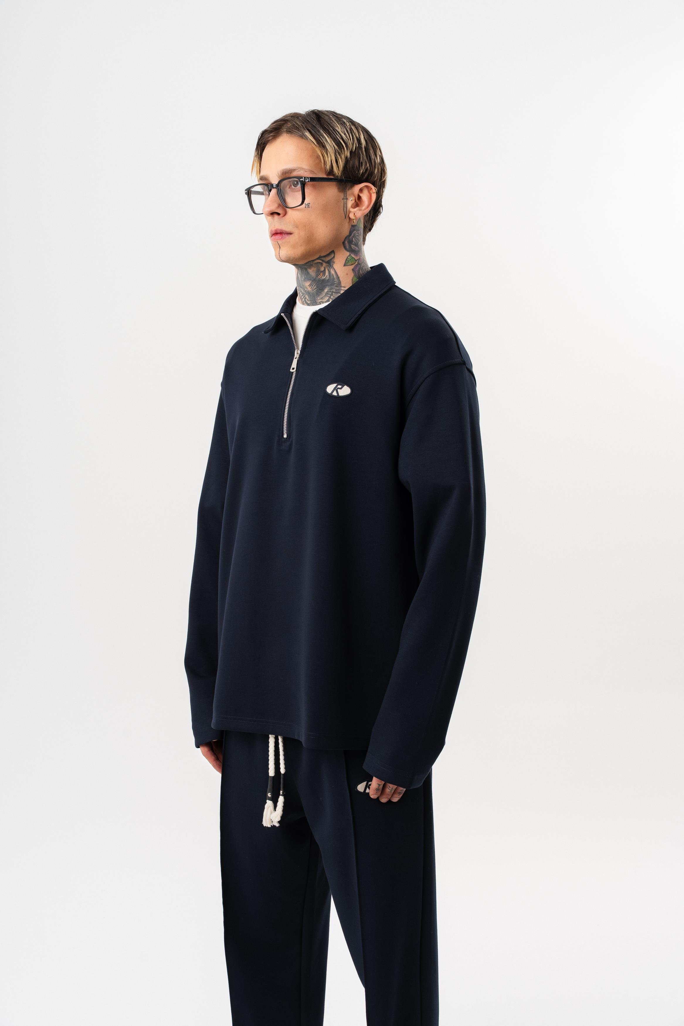 Erkek Yarım Fermuarlı Modal Sweatshirt Lacivert