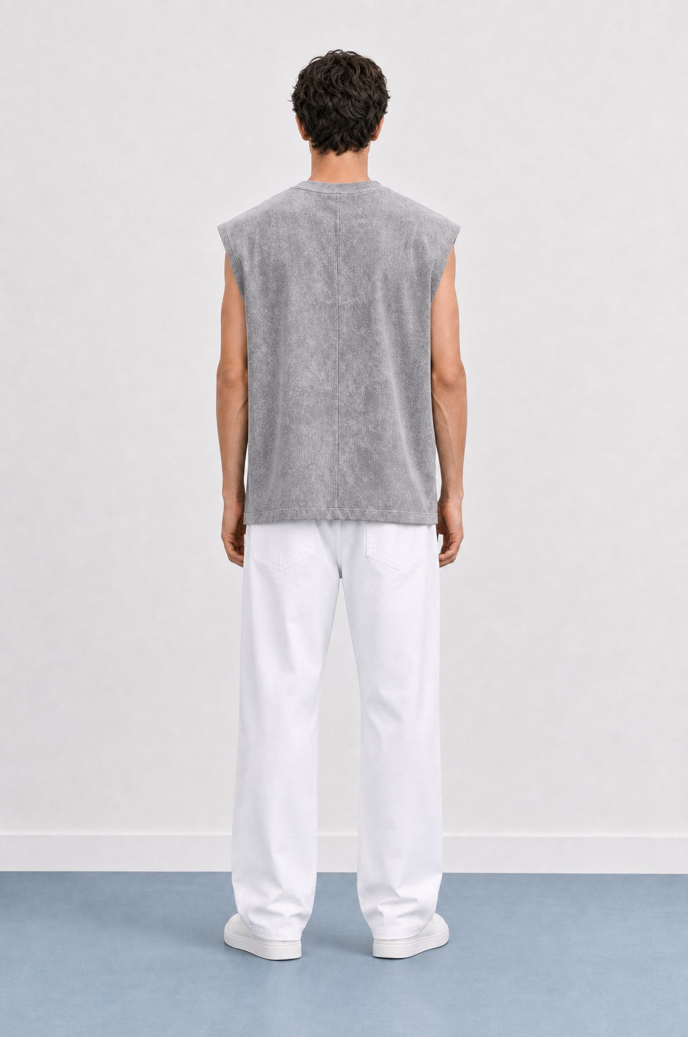 Erkek Yıkamalı Tank Top Atlet Gri