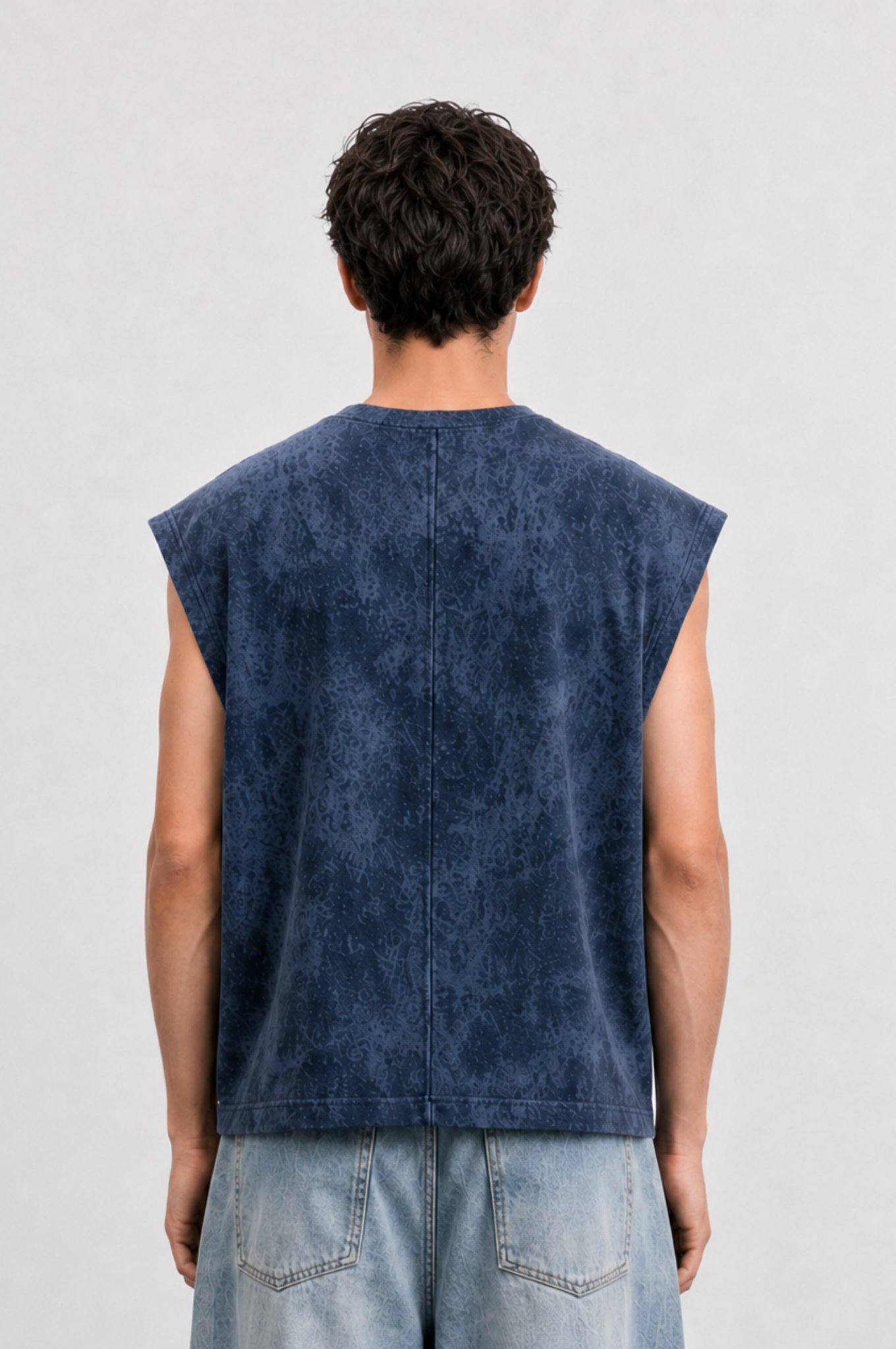 Erkek Yıkamalı Tank Top Atlet Lacivert