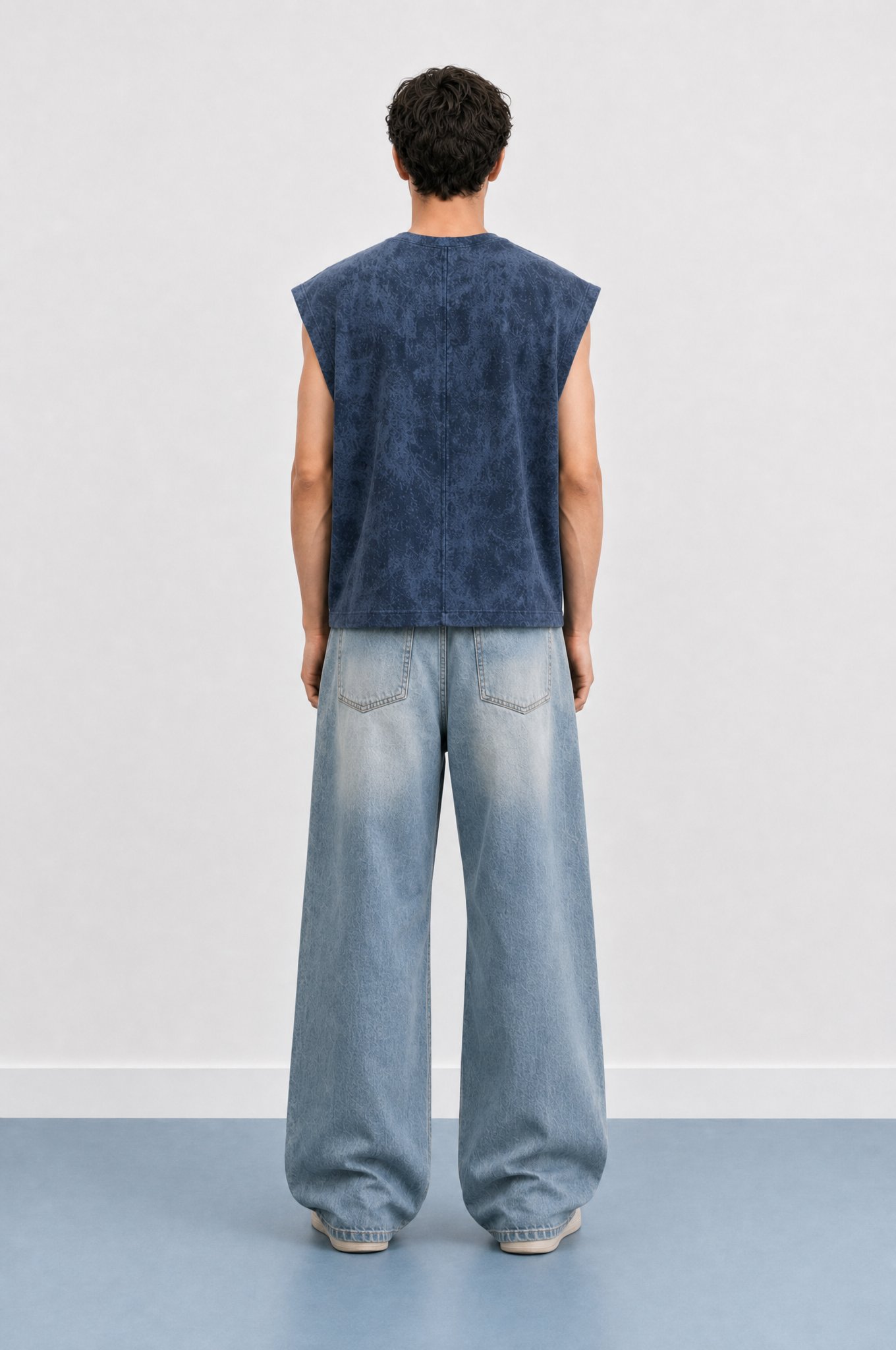 Erkek Yıkamalı Tank Top Atlet Lacivert