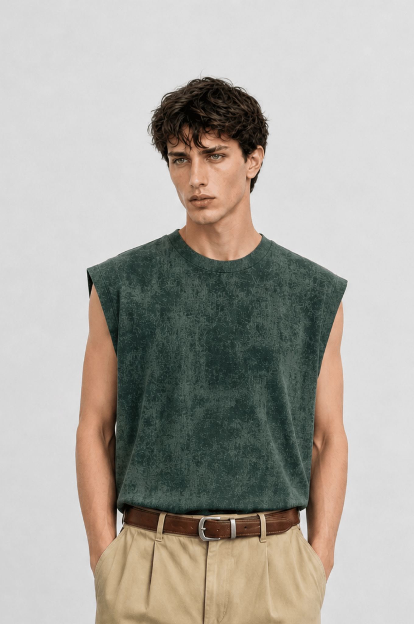 Erkek Yıkamalı Tank Top Atlet Nefti