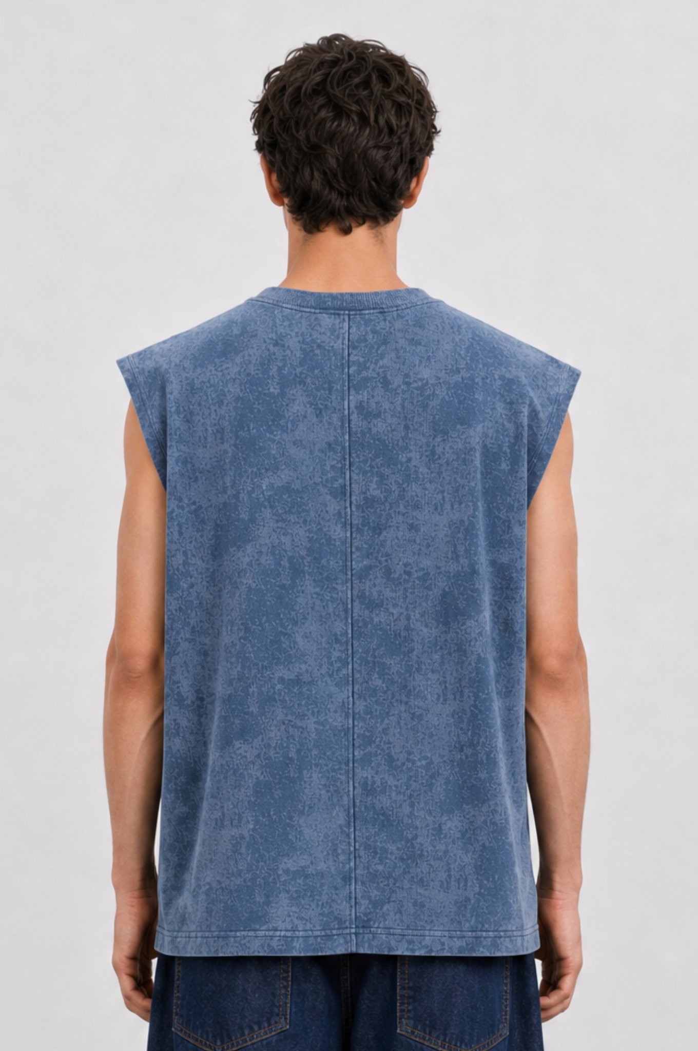 Erkek Yıkamalı Tank Top Atlet Petrol