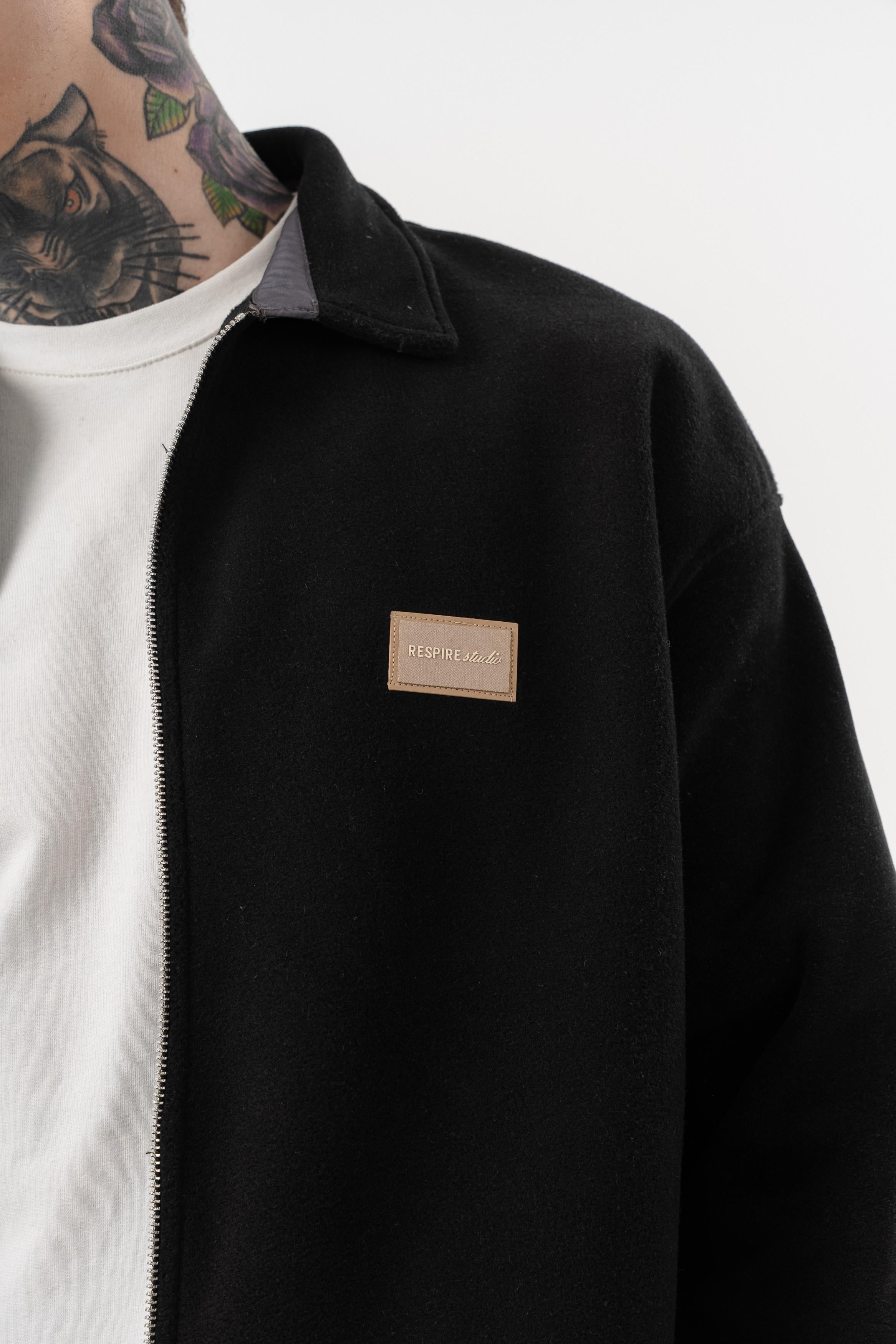 Erkek Zip Oversize Polar Ceket Siyah