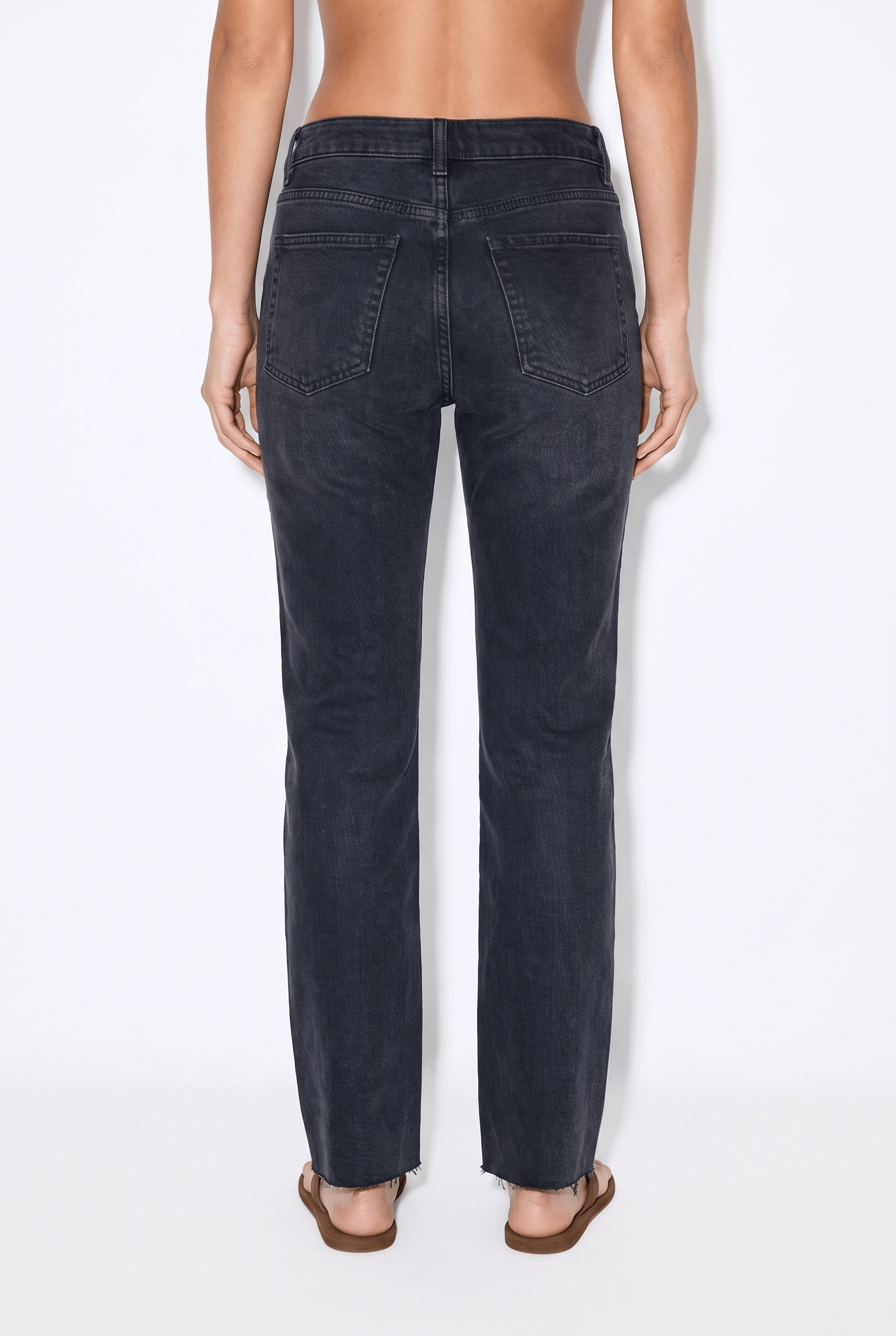 Kadın D96 Straight Crop Jean Siyah