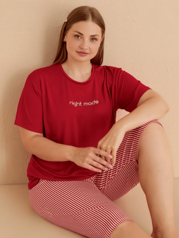  KARGO BEDAVA Hızlı Teslimat Mihra Yumuşak Dokulu Milan Kumaş Büyük Beden Kapri Pijama Takımı
