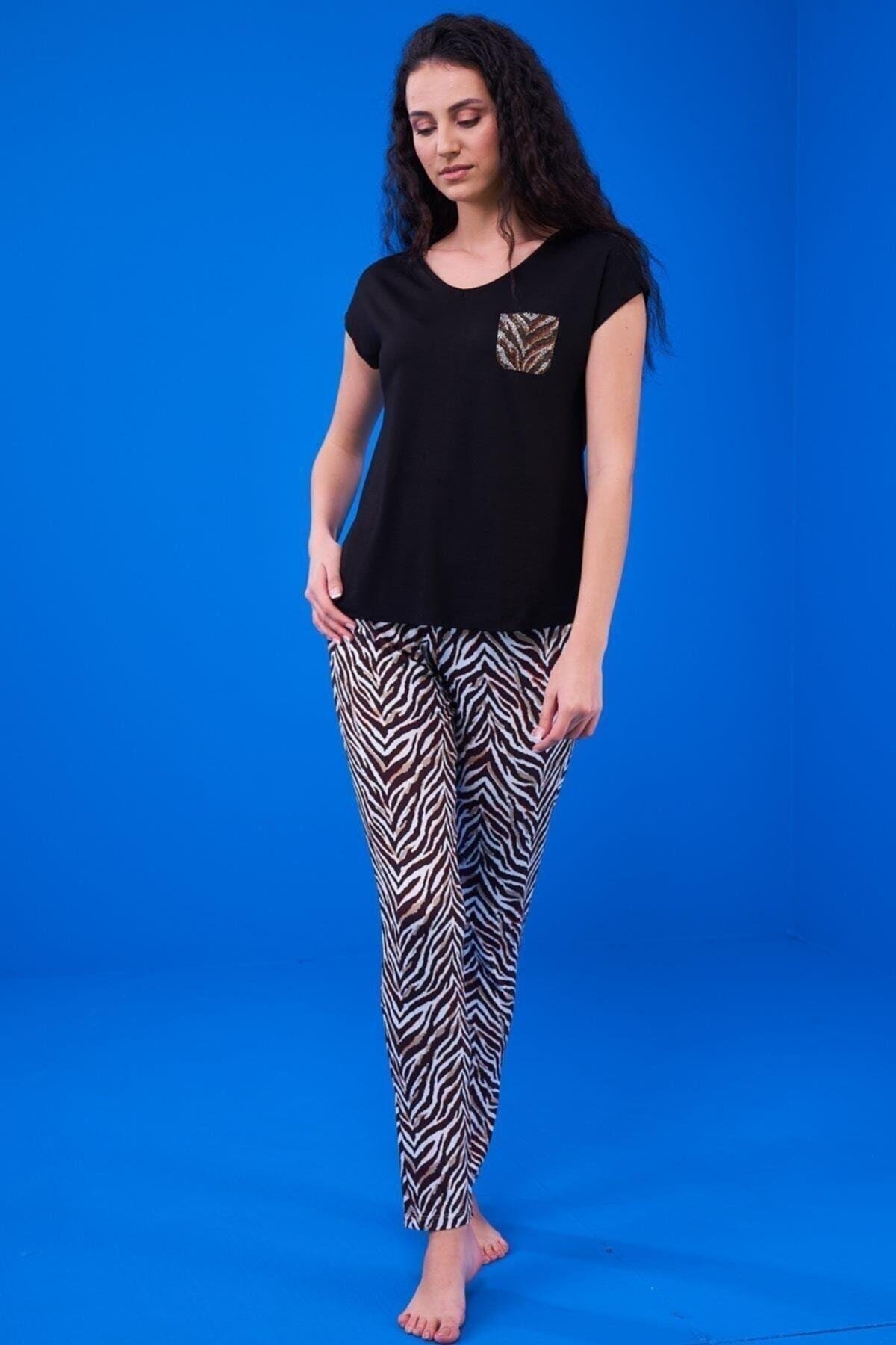 23184 Kadın Desenli Pijama Takım