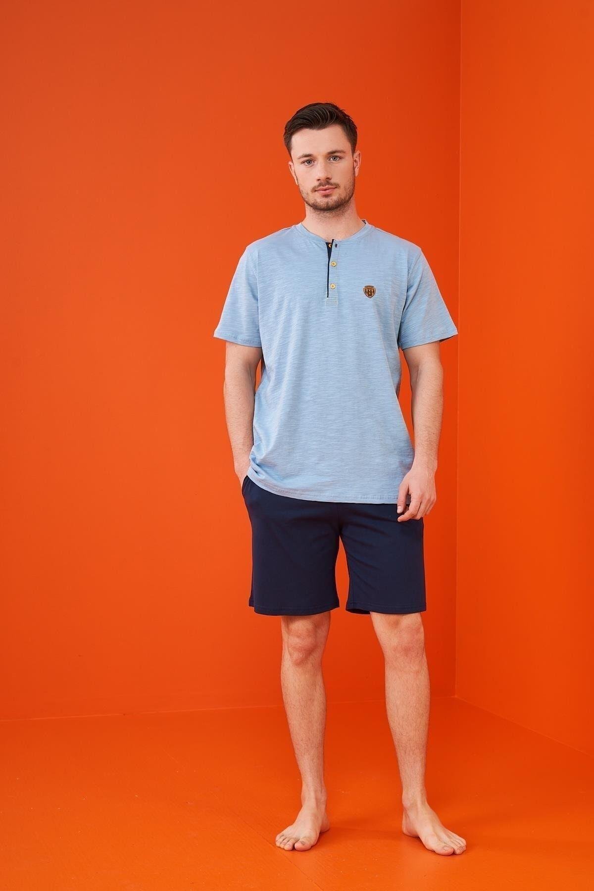 23316 Erkek Patlı Şortlu Pijama Takım