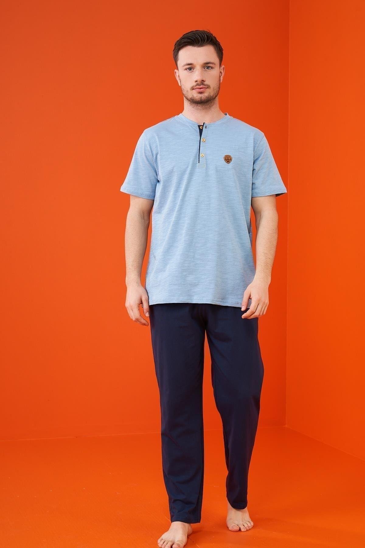 23316 Erkek Patlı Şortlu Pijama Takım
