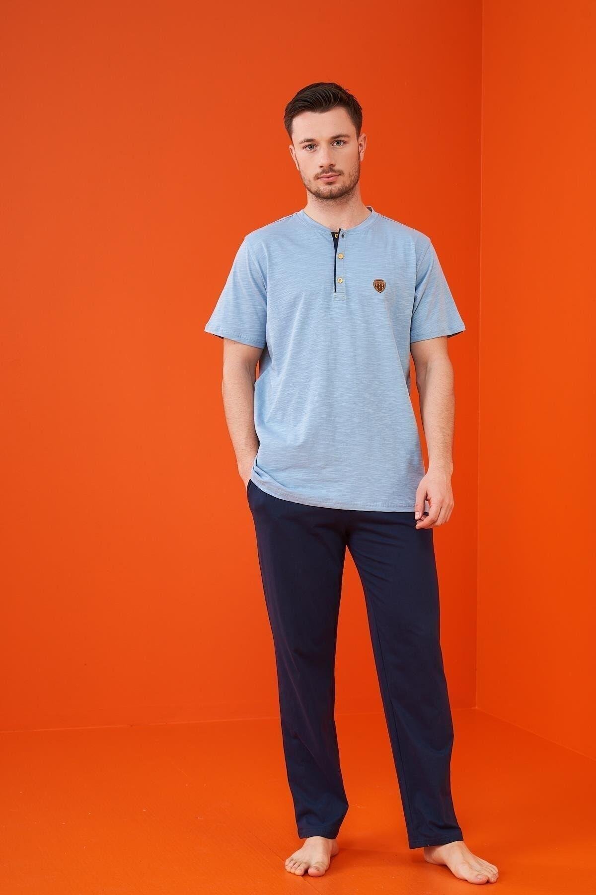 23316 Erkek Patlı Şortlu Pijama Takım
