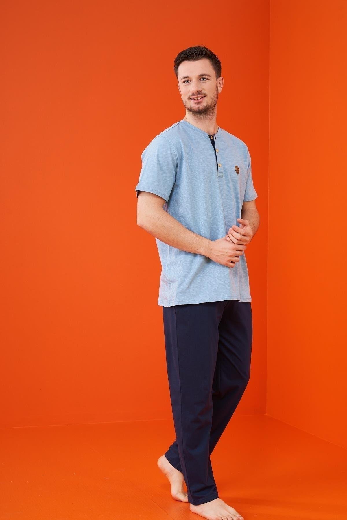 23316 Erkek Patlı Şortlu Pijama Takım
