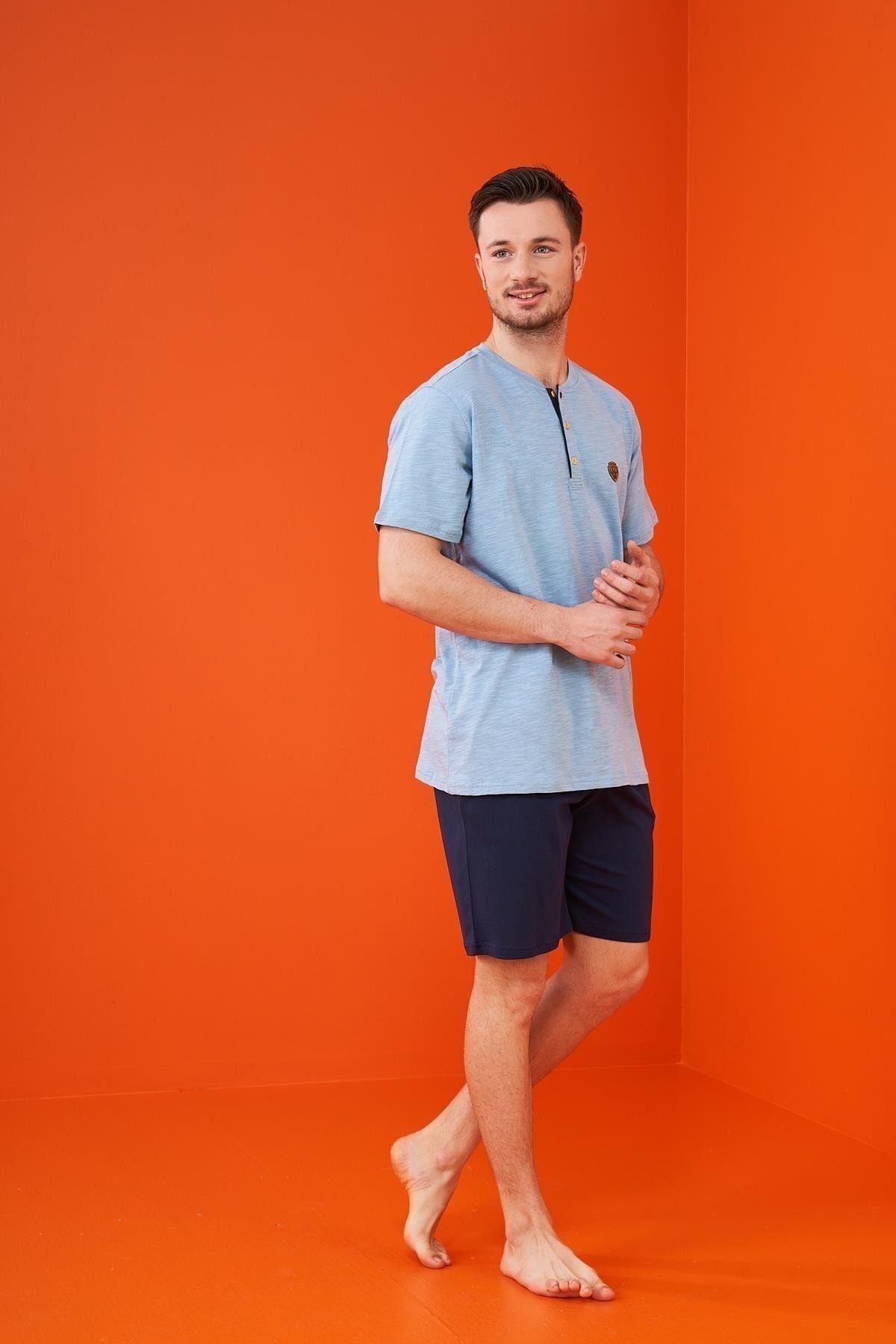 23316 Erkek Patlı Şortlu Pijama Takım