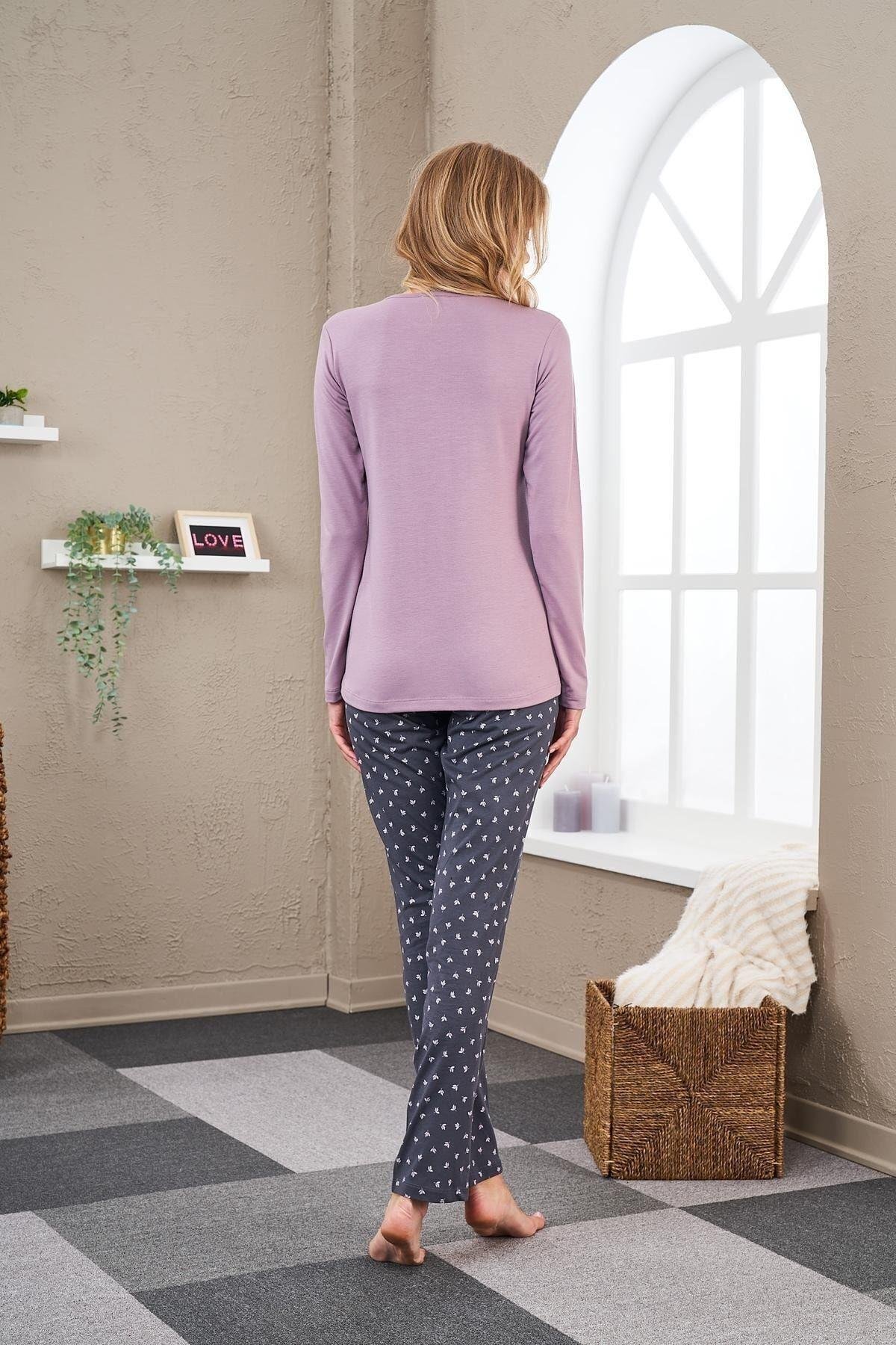 23530 Kadın Patlı Desenli Pijama Takım