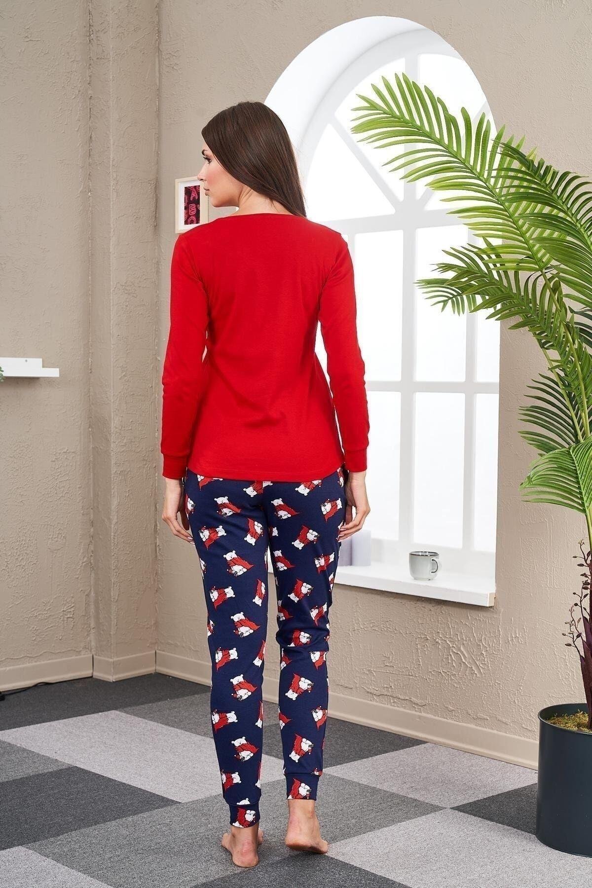 23536 Kadın Desenli Pijama Takım