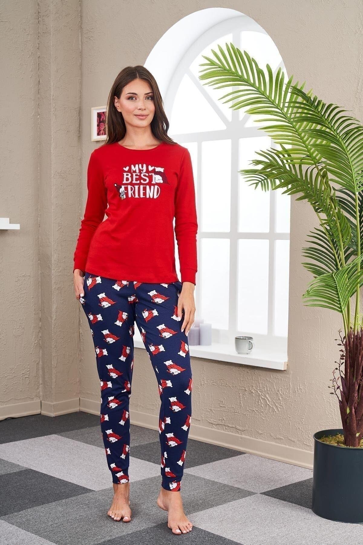 23536 Kadın Desenli Pijama Takım