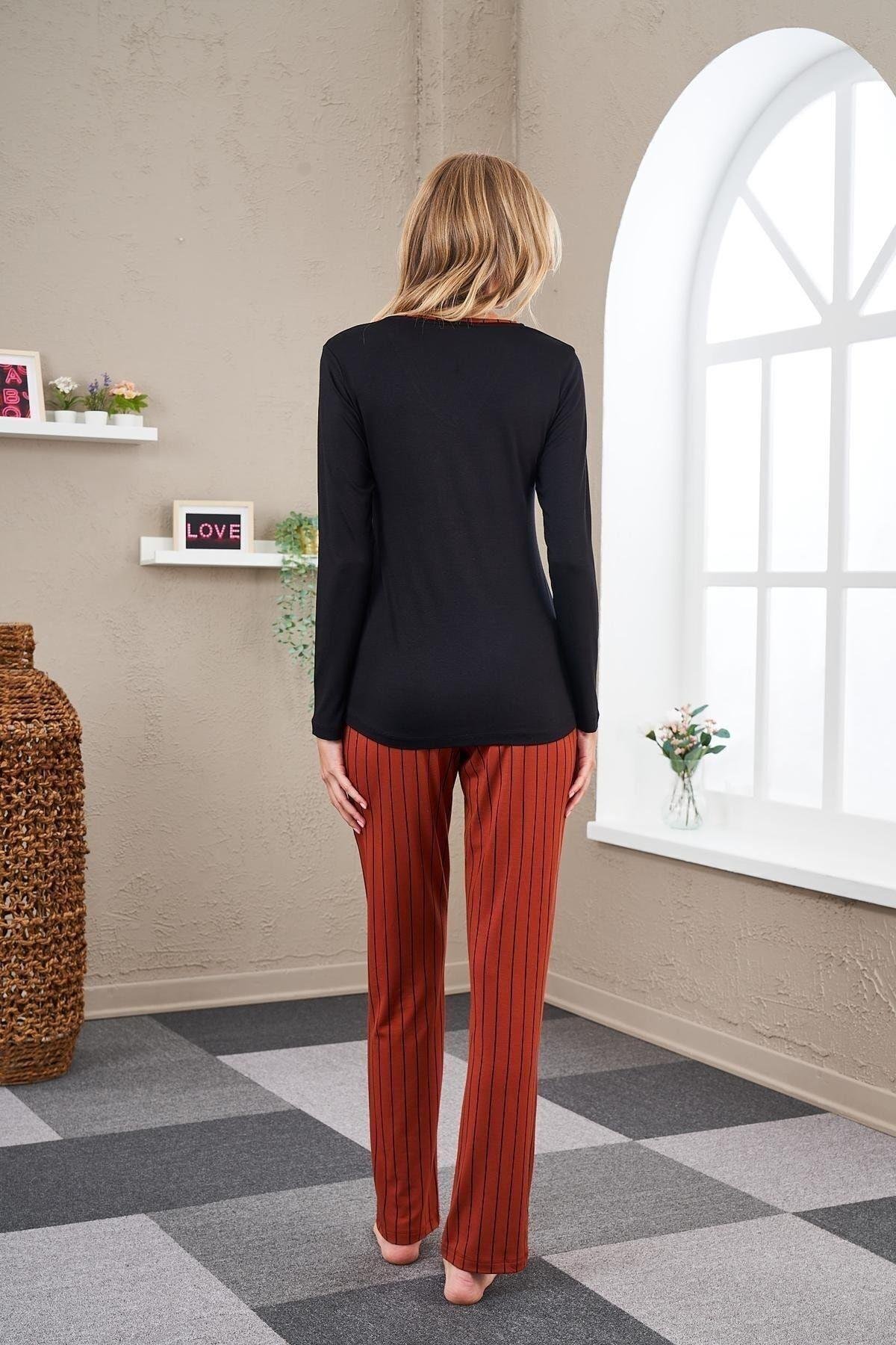 23540 Kadın Çizgili Pijama Takım