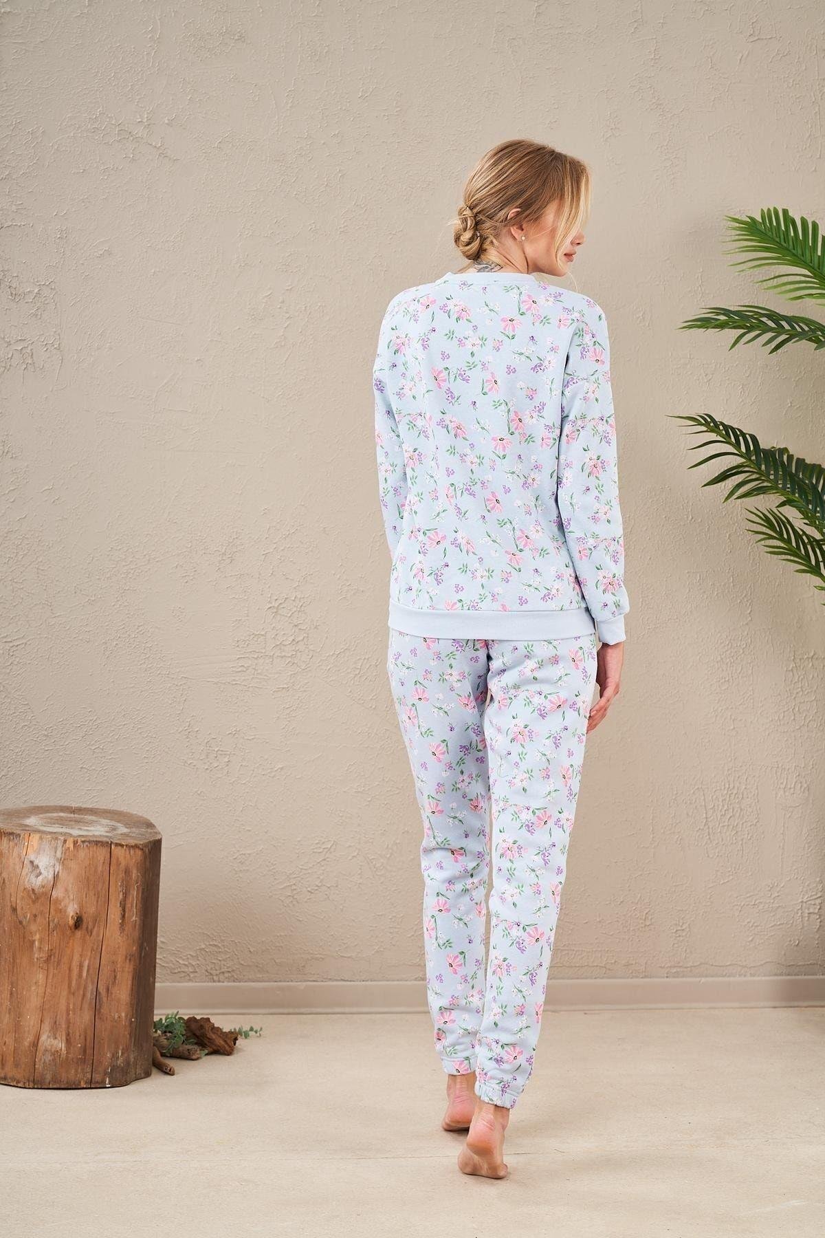 23569 Kadın Desenli Pijama Takım