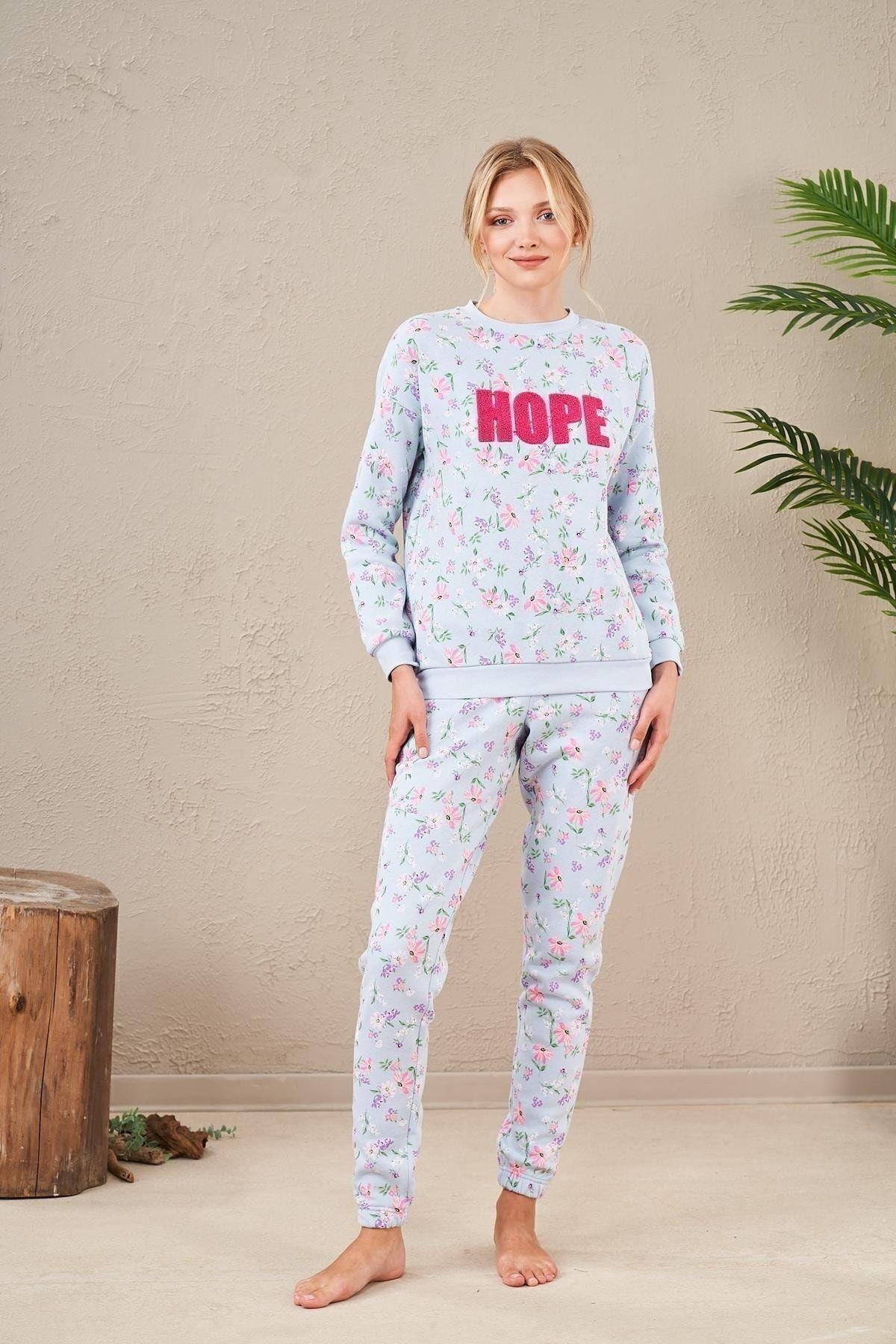 23569 Kadın Desenli Pijama Takım