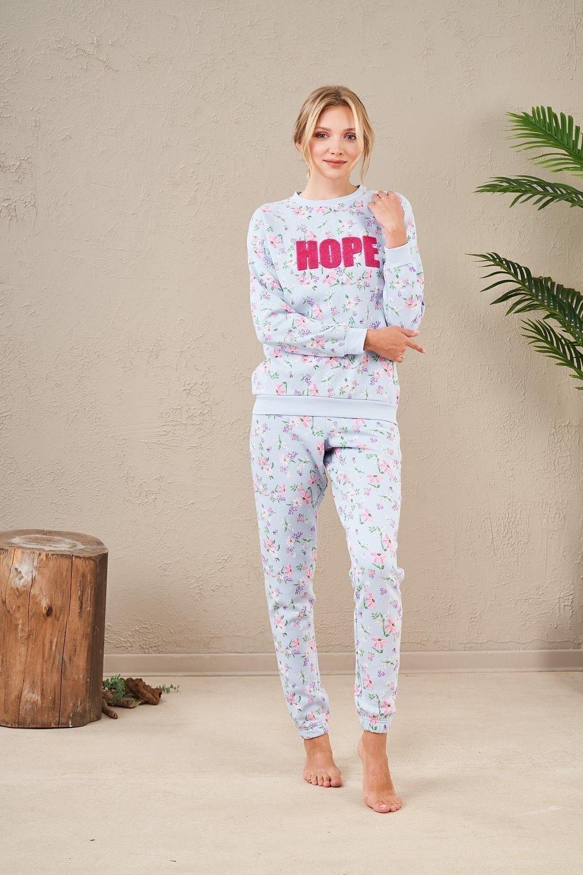 23569 Kadın Desenli Pijama Takım