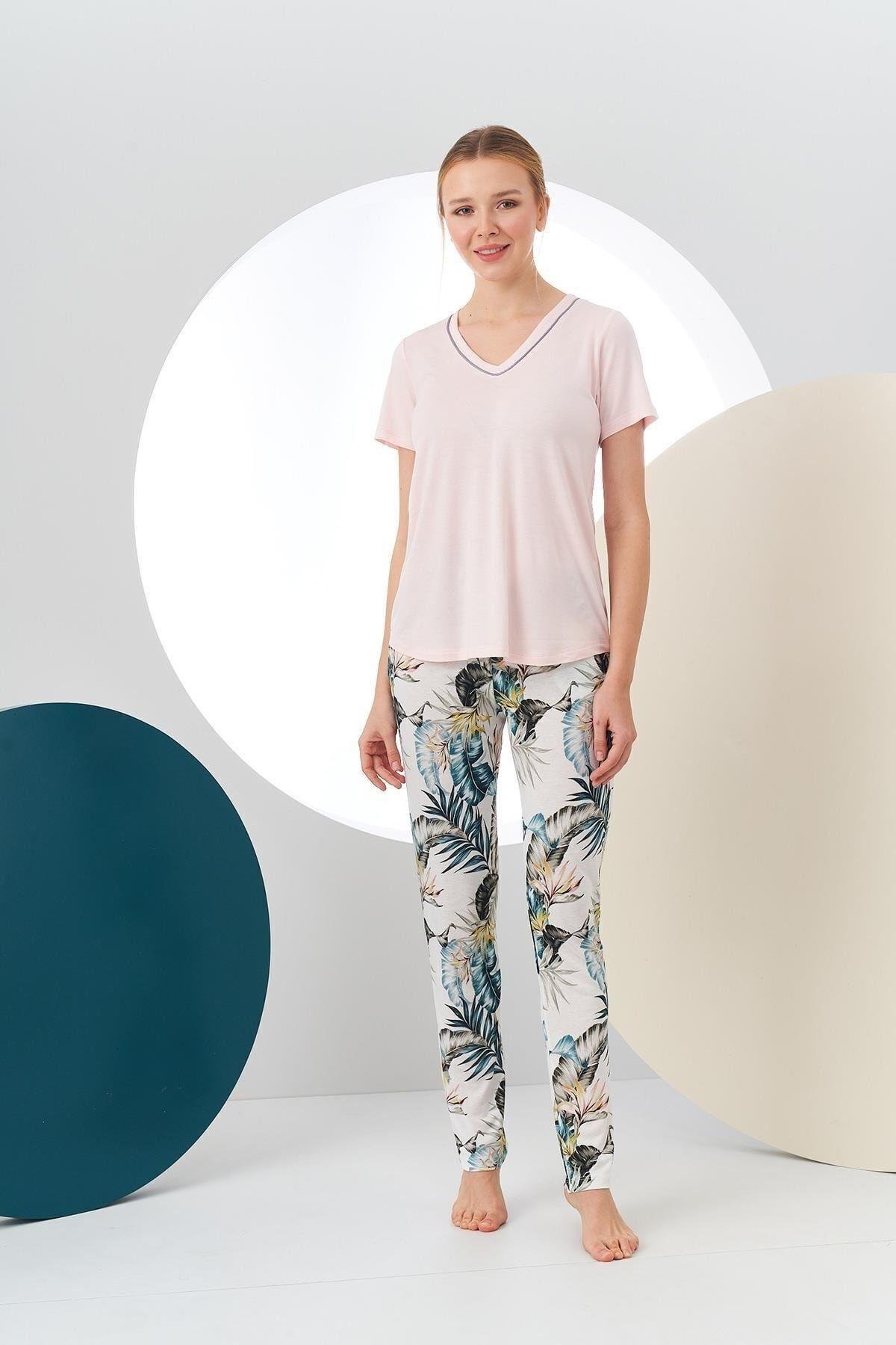 24189 Kadın Desenli Pijama Takım