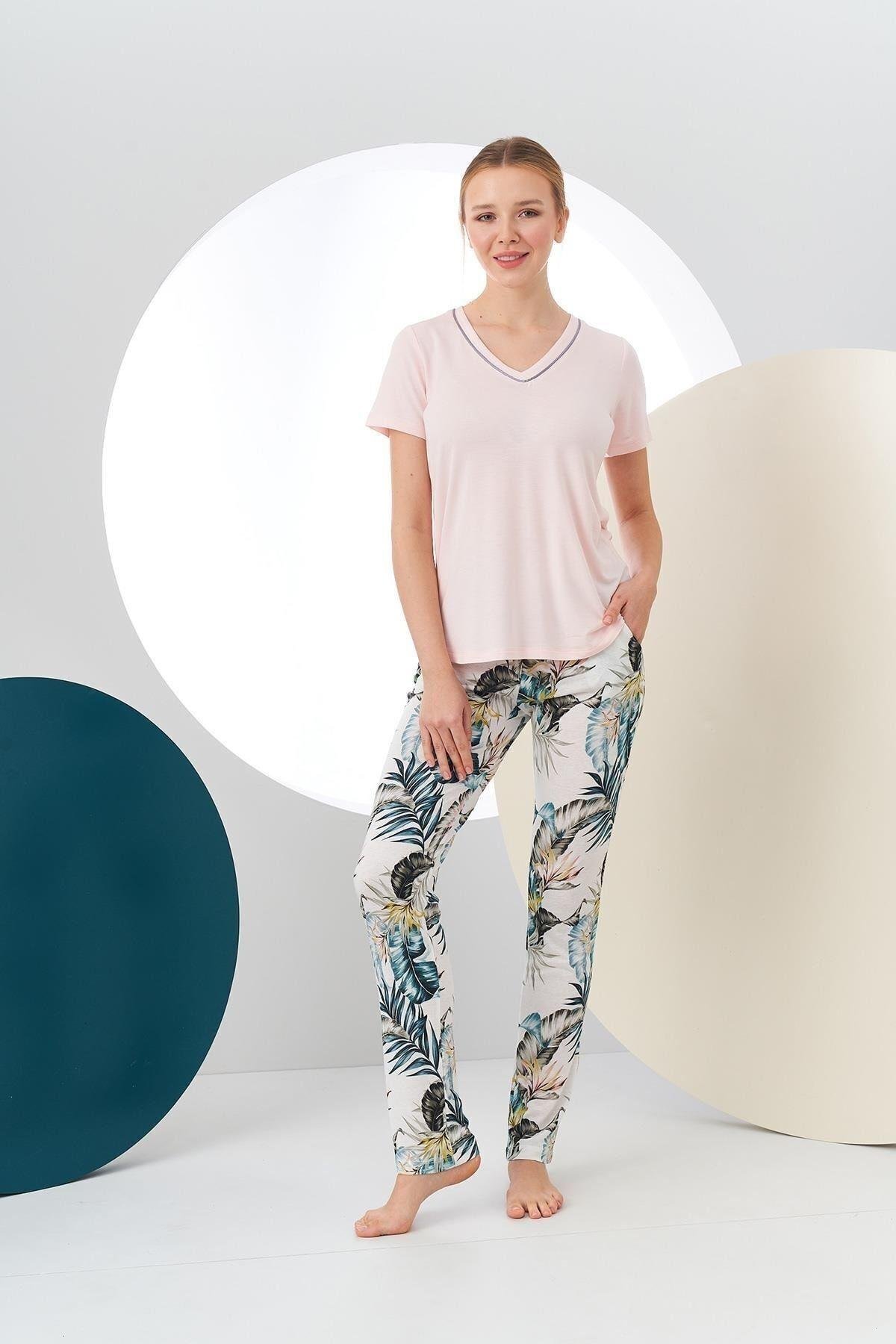 24189 Kadın Desenli Pijama Takım