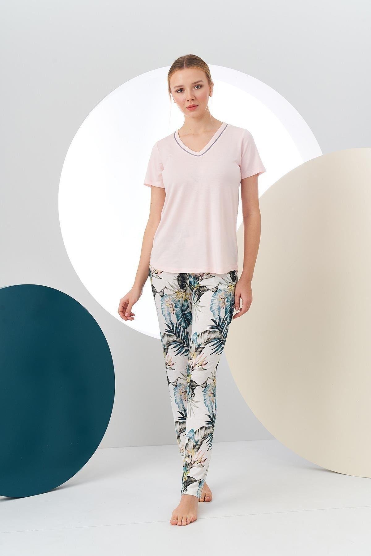24189 Kadın Desenli Pijama Takım