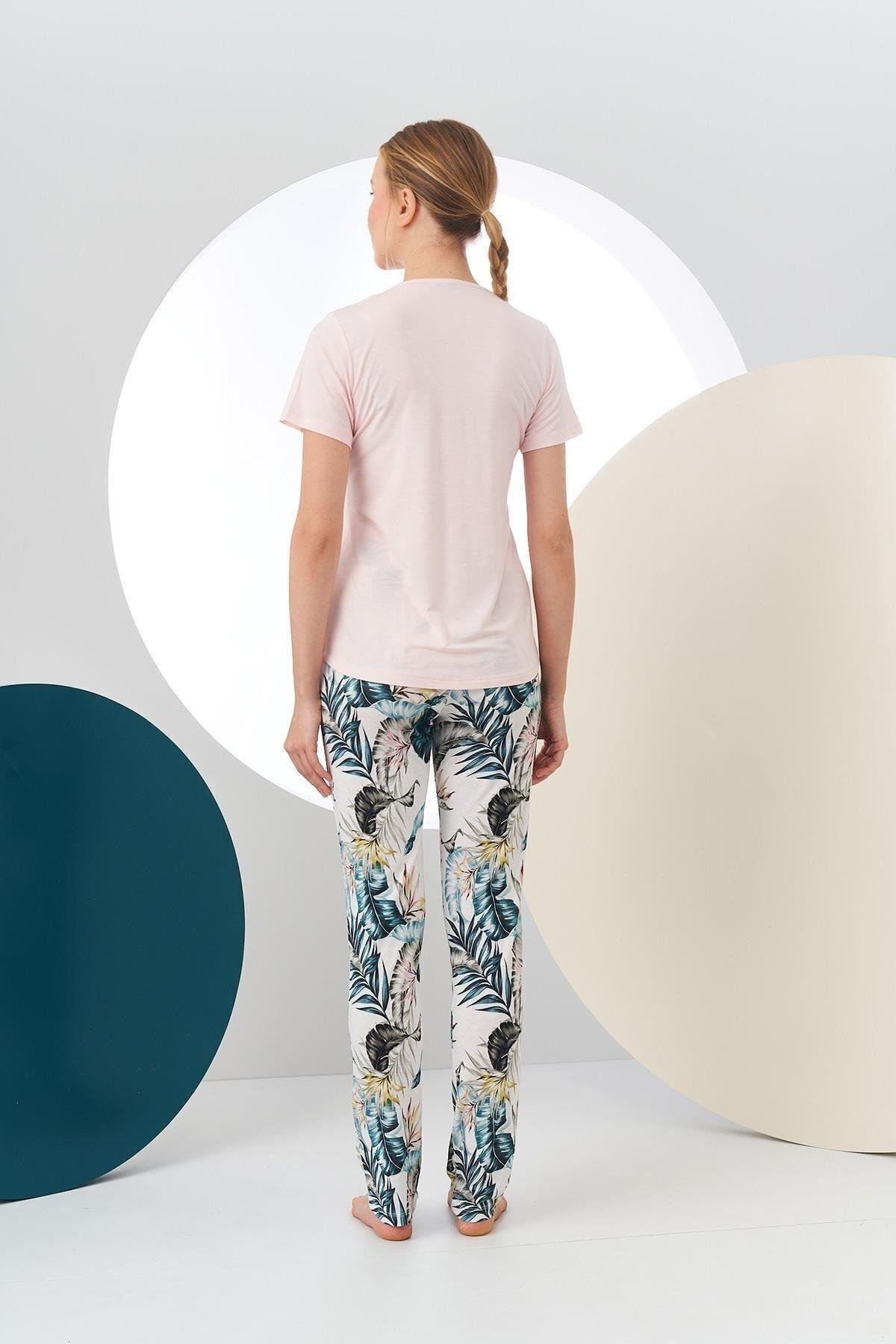 24189 Kadın Desenli Pijama Takım