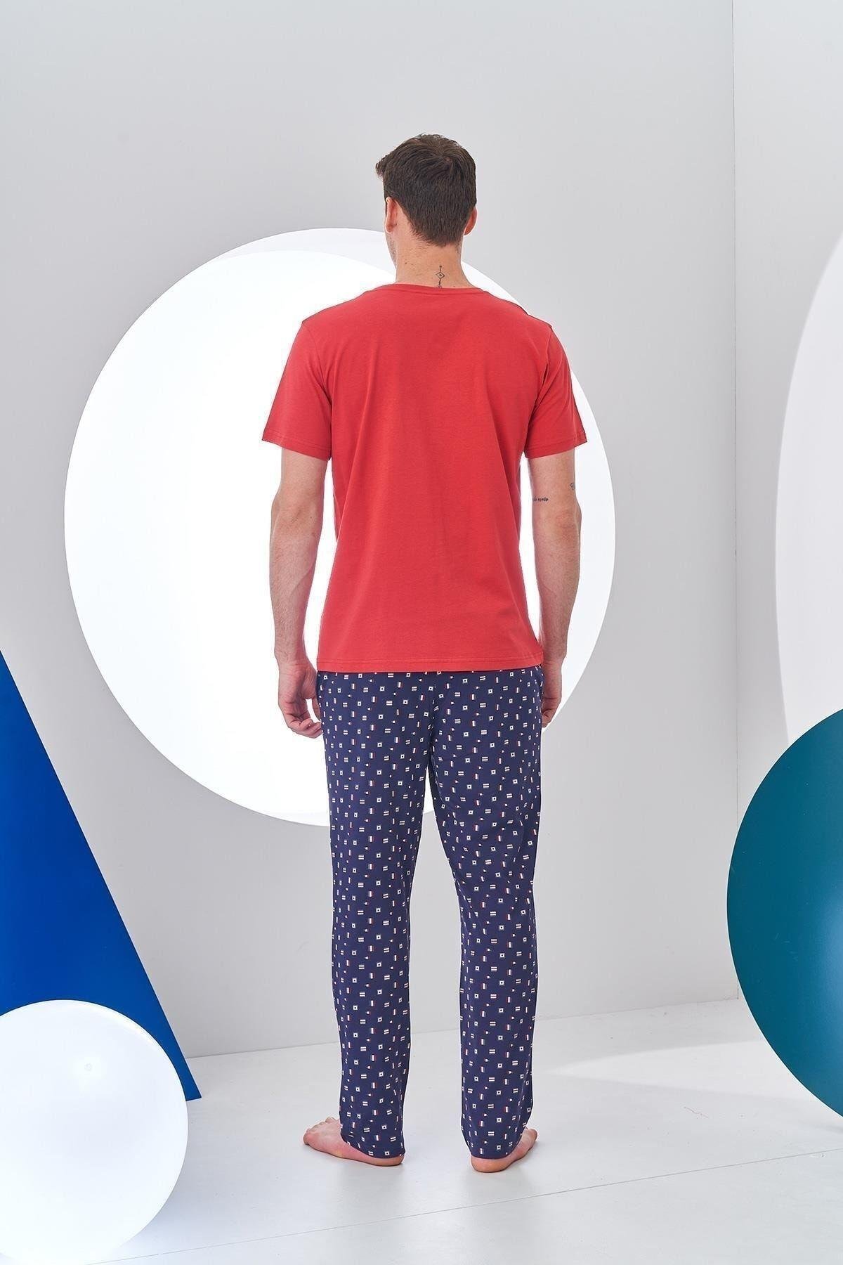 24307 Erkek Desenli Yelken Baskılı Pijama Takım