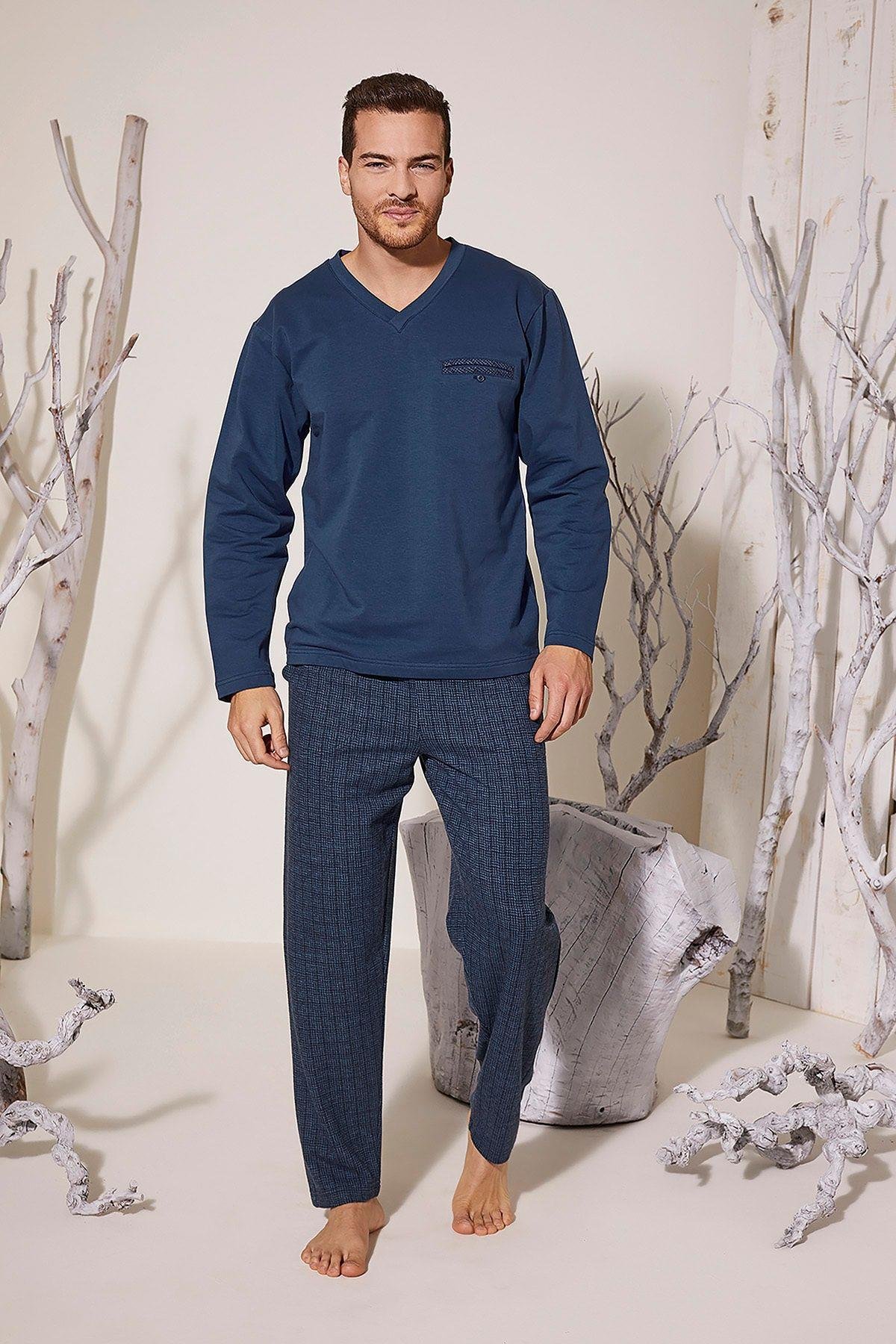 8022 V Yaka Erkek Pijama Takım