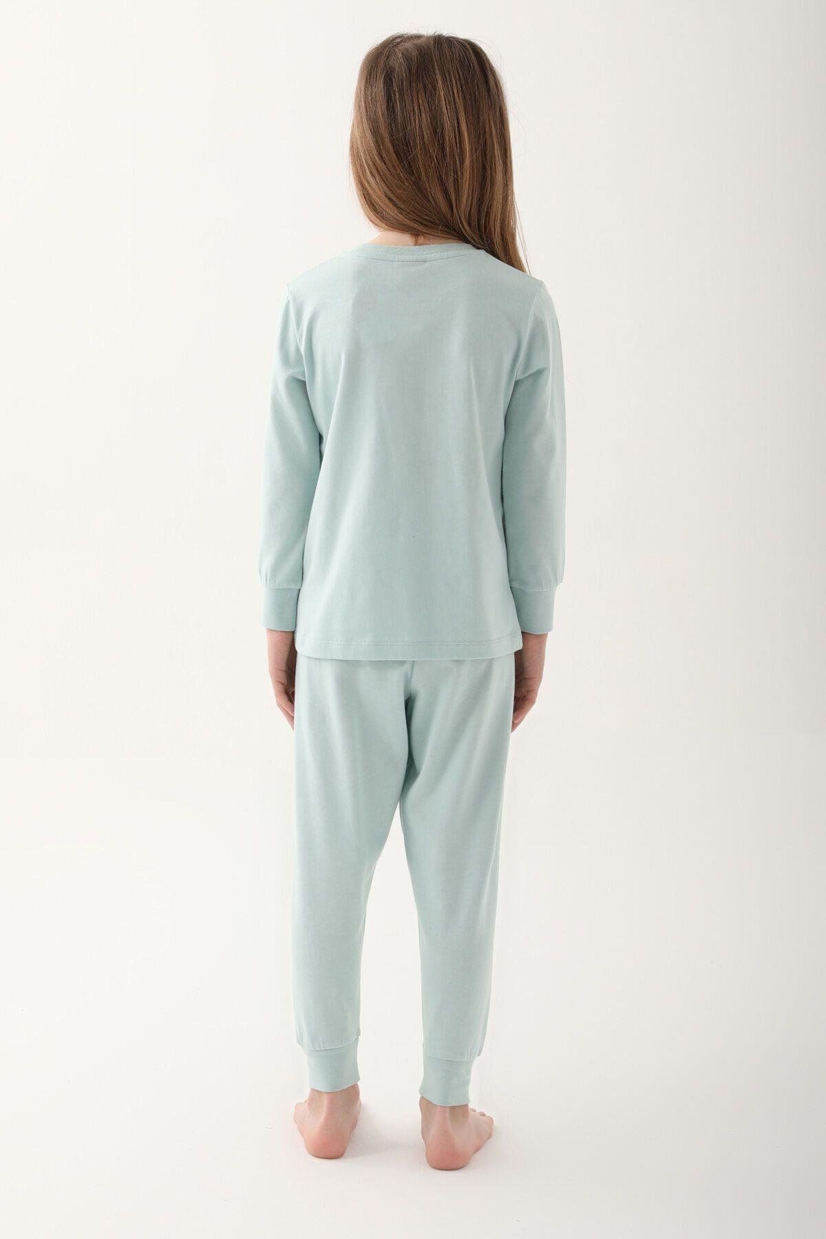 Açık Indigo Kız Çocuk Uzun Kol Pijama Takım