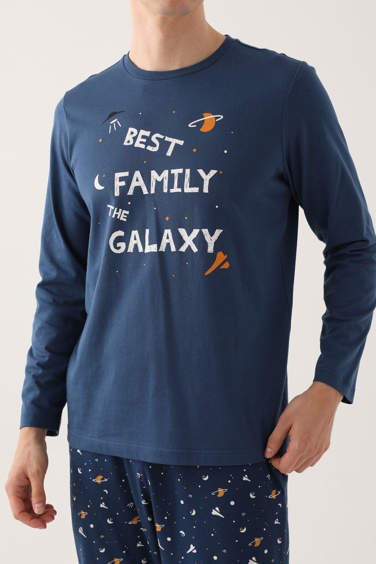 Best Kids The Galaxy Koyu Mavi Erkek Uzun Kol Pijama Takım
