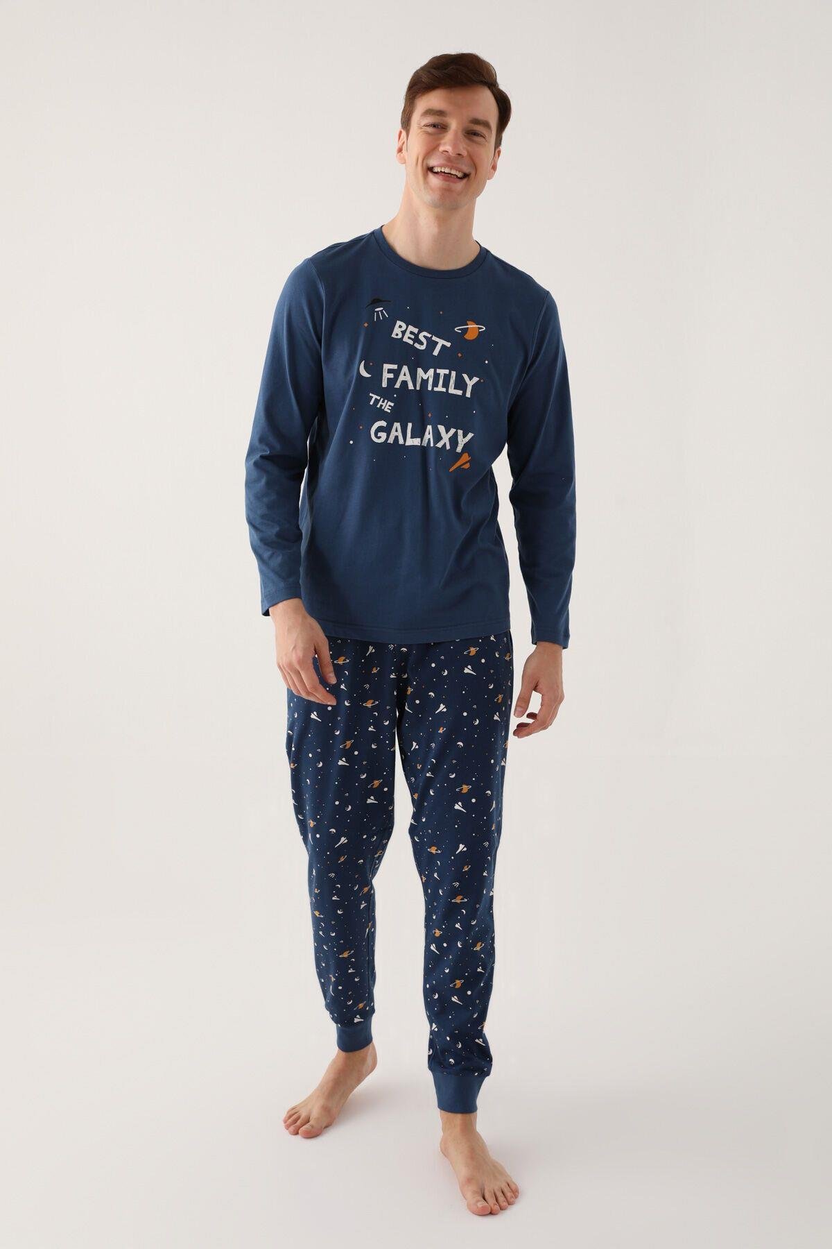 Best Kids The Galaxy Koyu Mavi Erkek Uzun Kol Pijama Takım