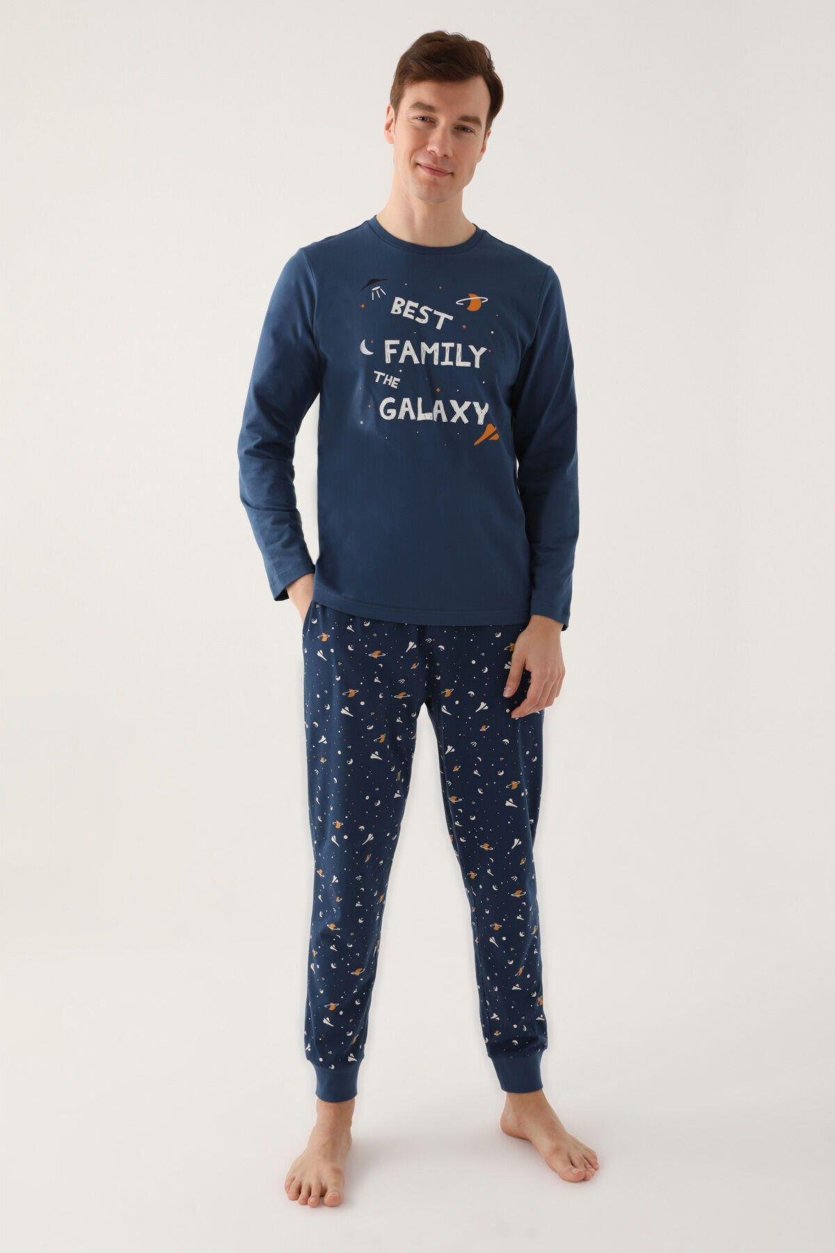 Best Kids The Galaxy Koyu Mavi Erkek Uzun Kol Pijama Takım
