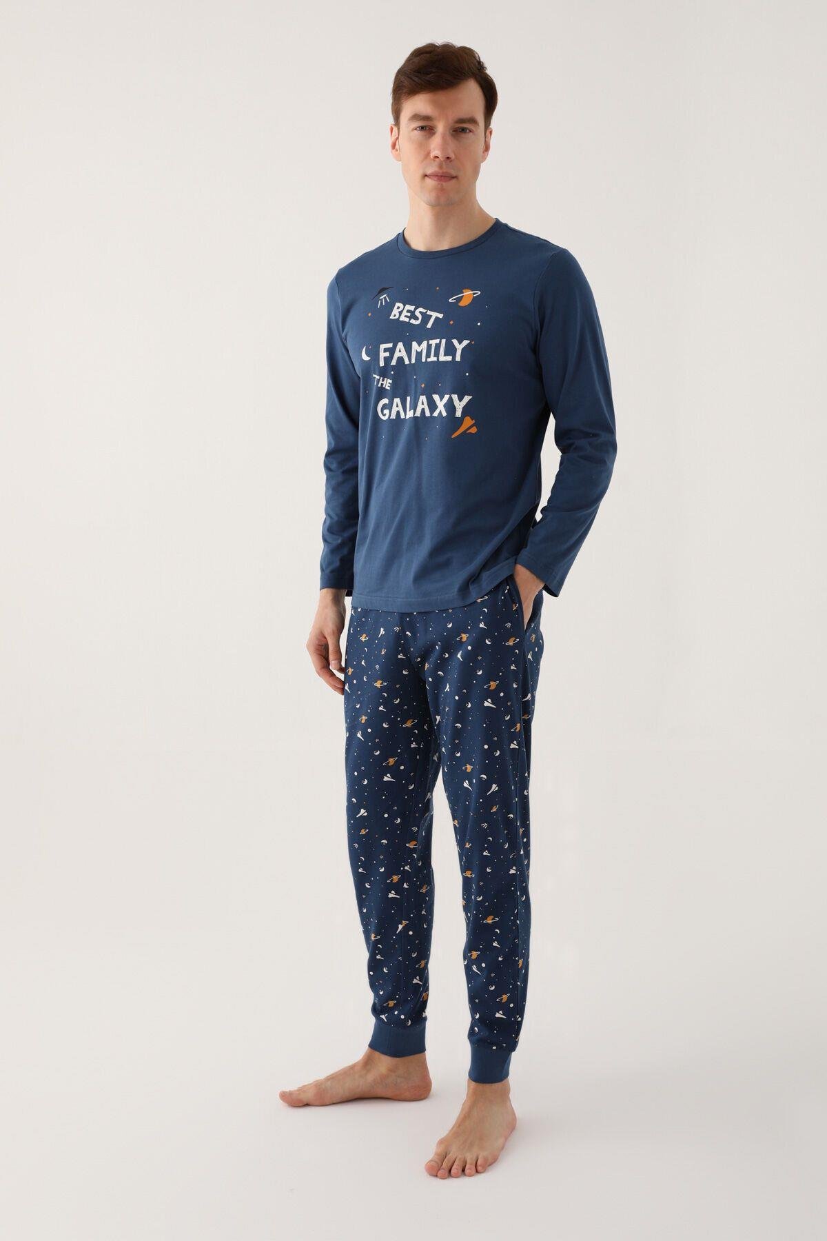 Best Kids The Galaxy Koyu Mavi Erkek Uzun Kol Pijama Takım