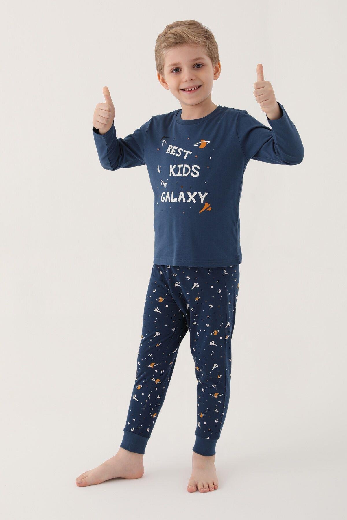 Best Kids The Galaxy Lacivert Erkek Çocuk Uzun Kol Pijama Takım