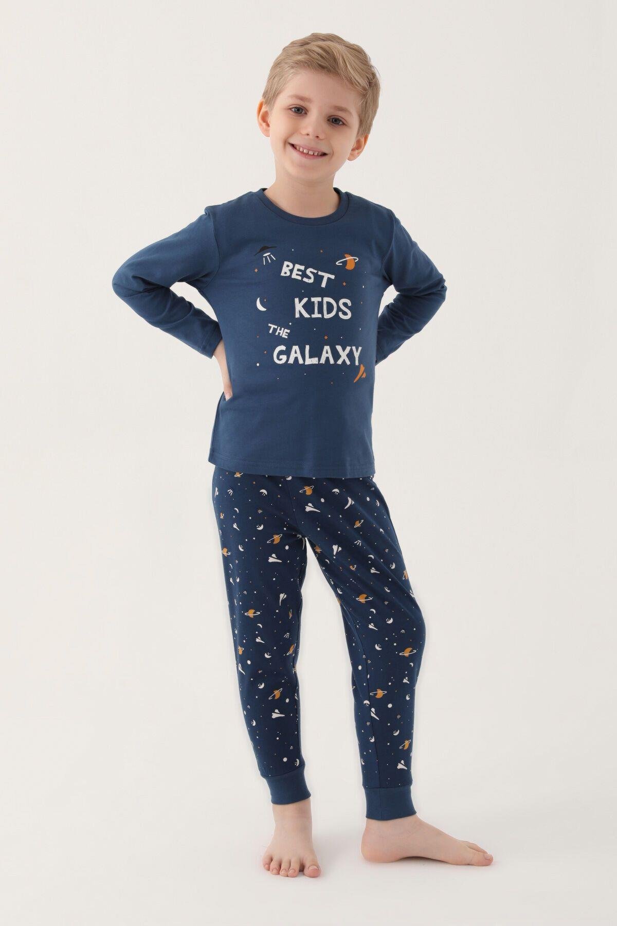Best Kids The Galaxy Lacivert Erkek Çocuk Uzun Kol Pijama Takım