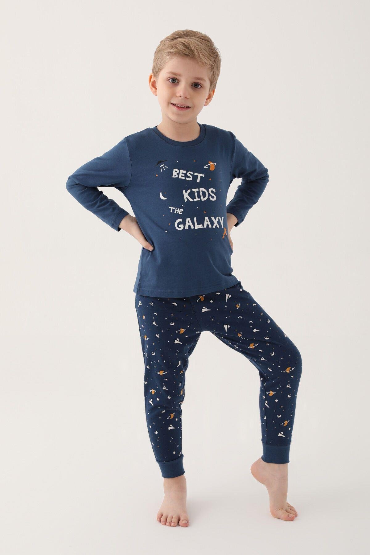 Best Kids The Galaxy Lacivert Erkek Çocuk Uzun Kol Pijama Takım