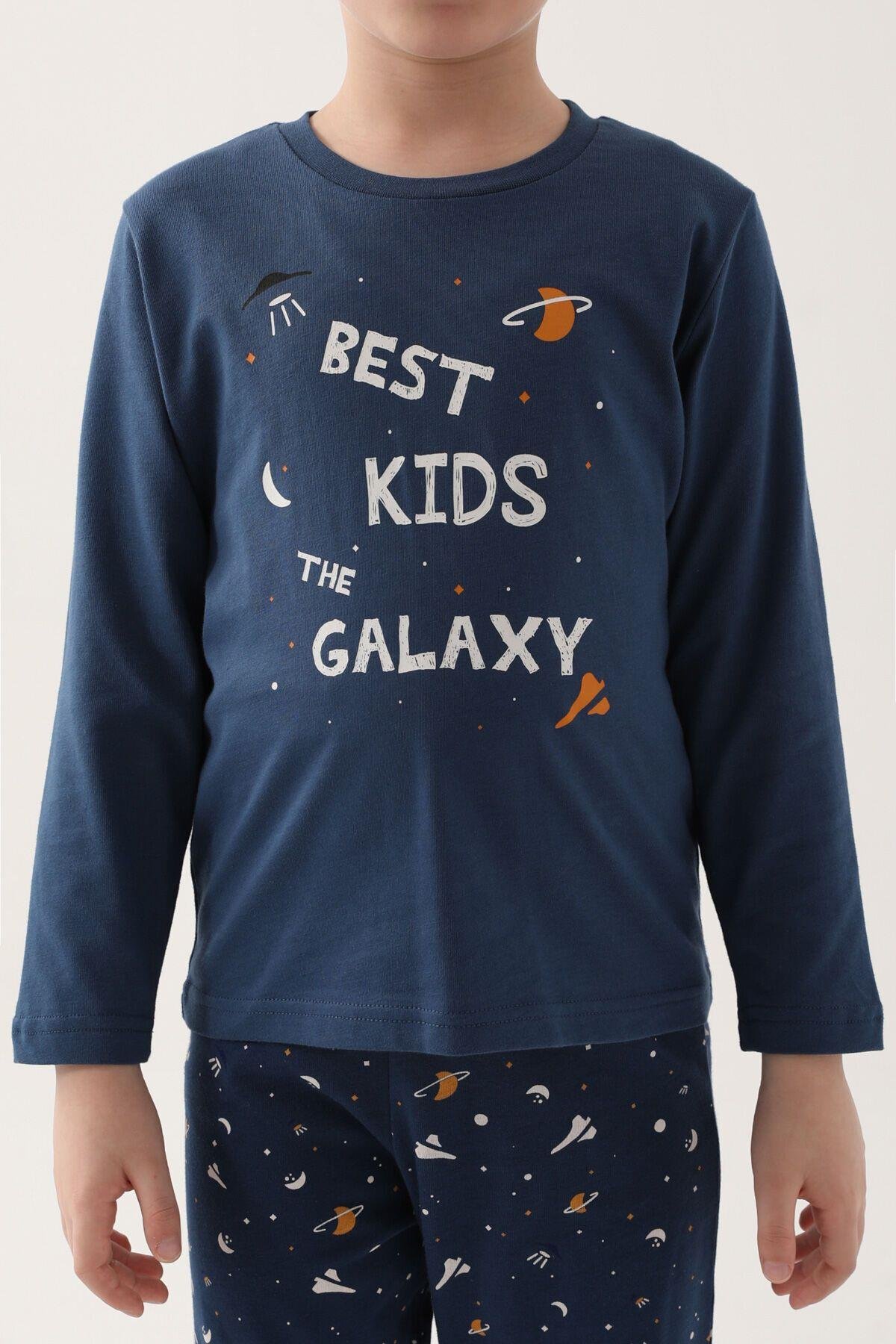 Best Kids The Galaxy Lacivert Erkek Çocuk Uzun Kol Pijama Takım