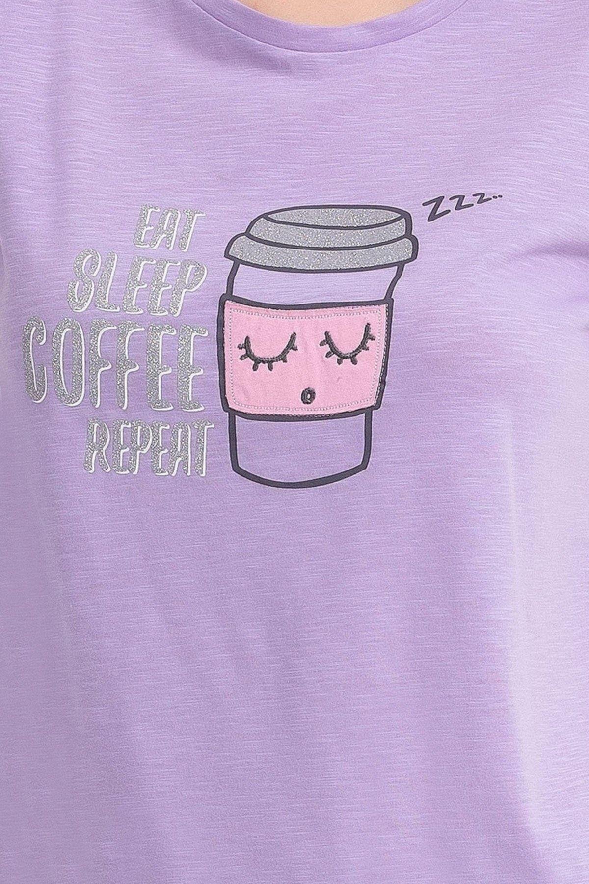 Büyük Beden Kadın Pijama Lila Renk Takım Süprem Kumaş