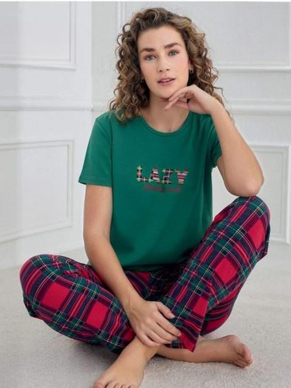 Compact Penye Kısa Kollu Yeşil Kadın Pijama Takımı