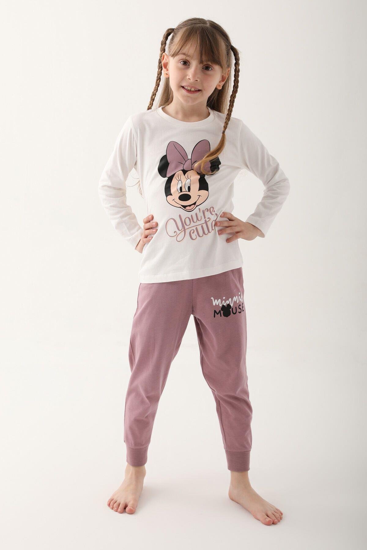 Disney Kız Çocuk Siyah Uzun Kol Pijama Takım