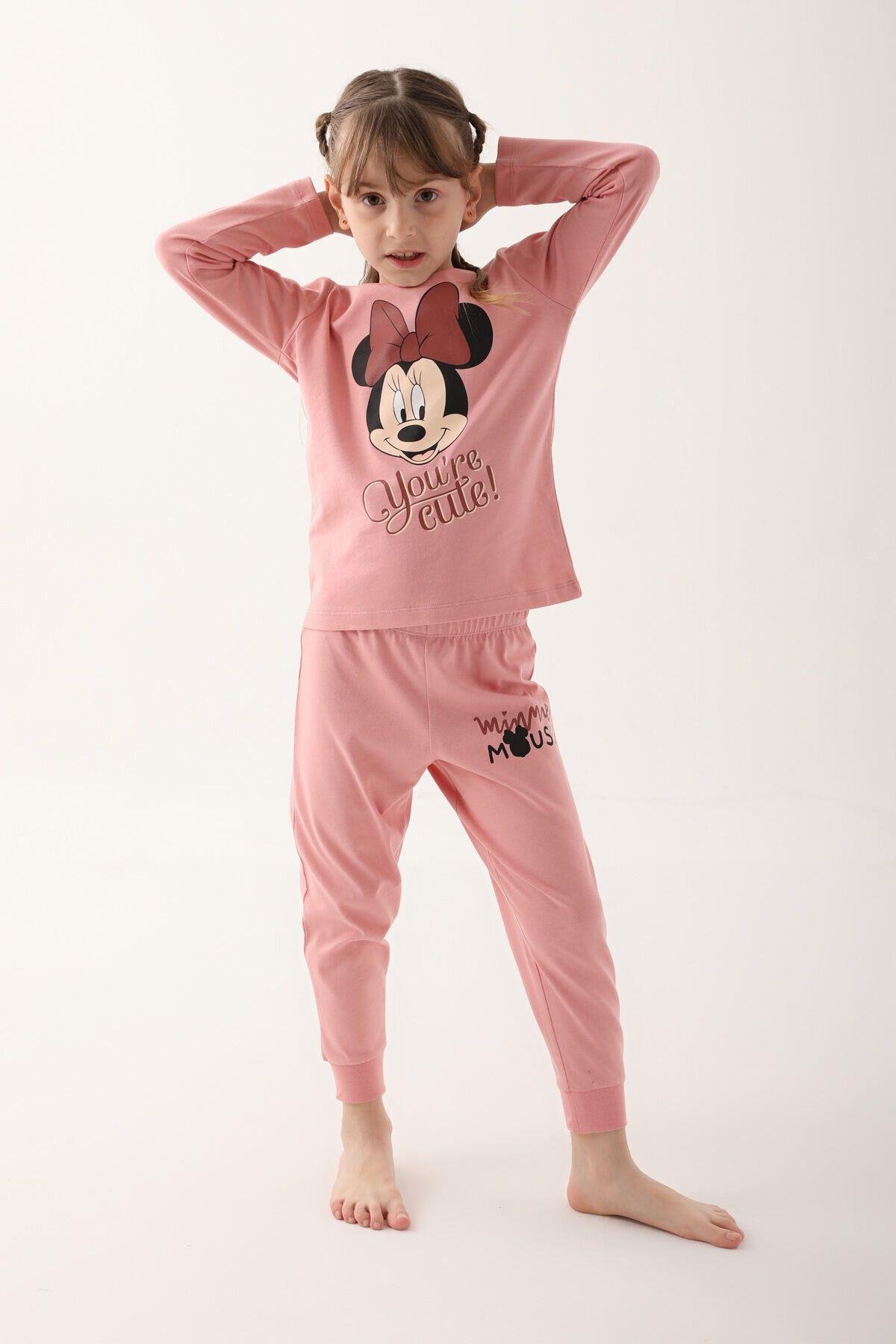 Disney Kız Çocuk Siyah Uzun Kol Pijama Takım