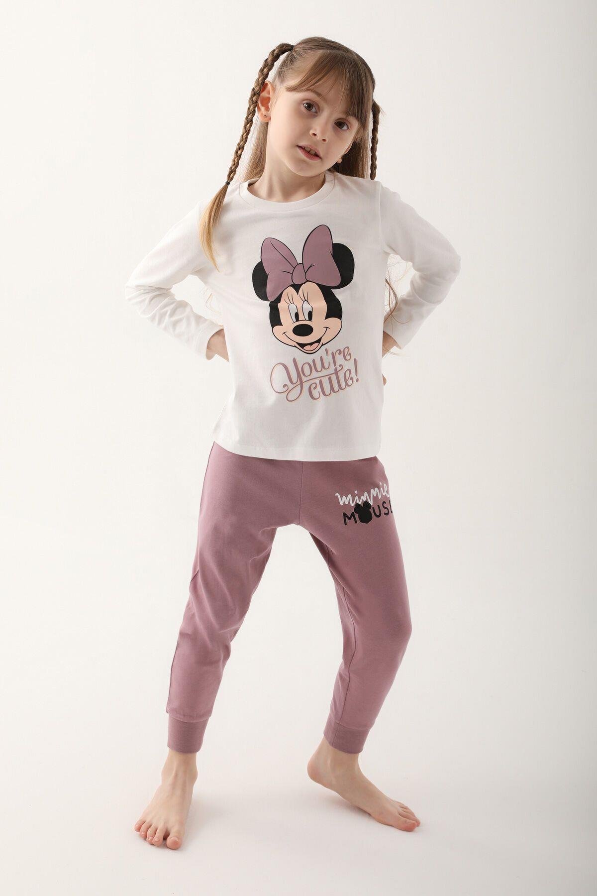 Disney Kız Çocuk Siyah Uzun Kol Pijama Takım