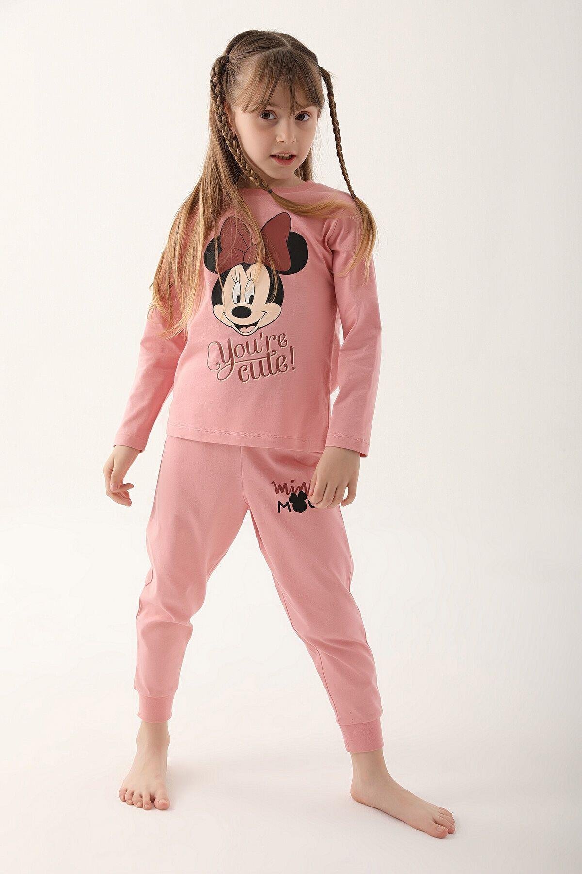 Disney Kız Çocuk Siyah Uzun Kol Pijama Takım