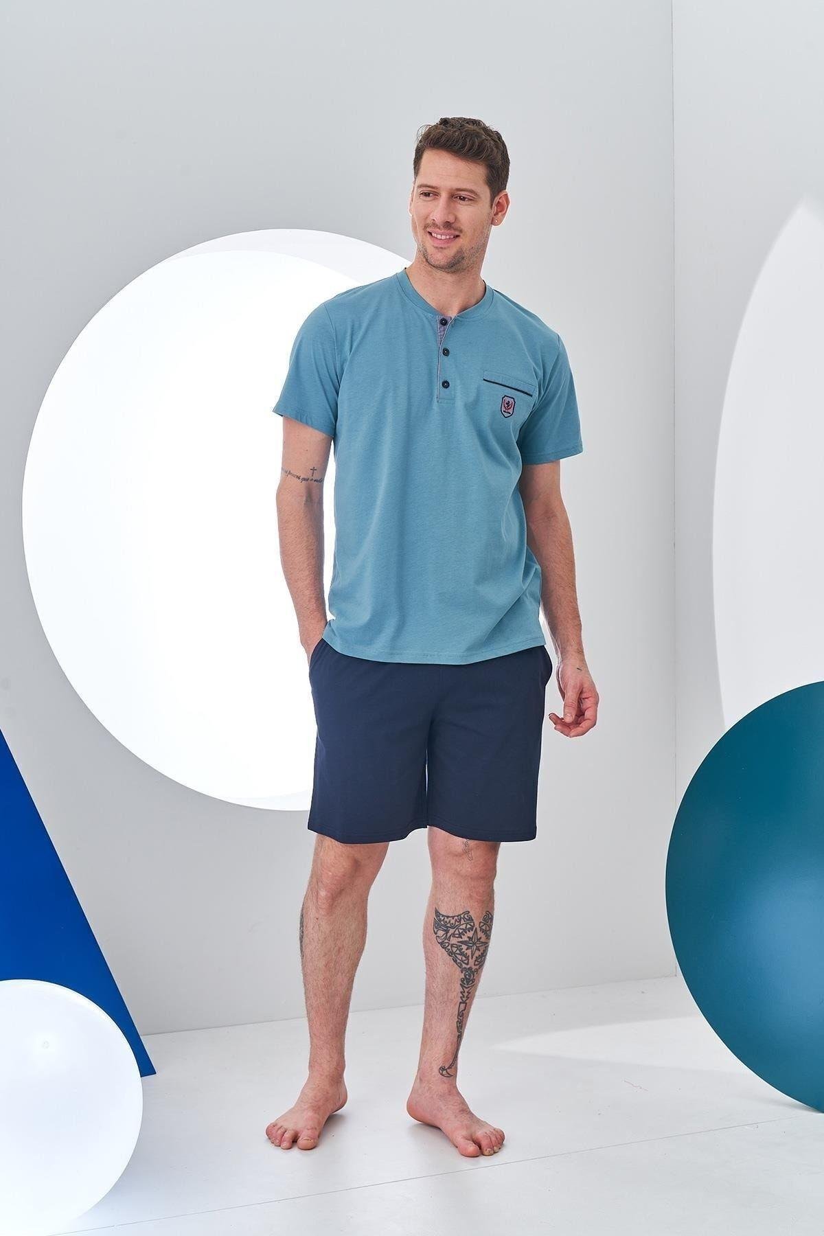 Erkek 3'lü Fleto Cep Patlı Pijama Şort Takım