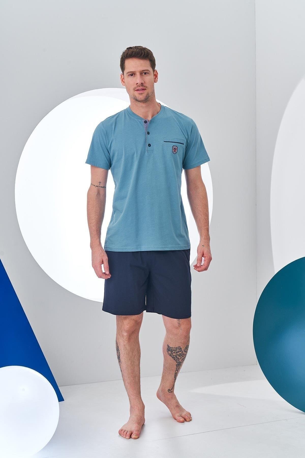 Erkek 3'lü Fleto Cep Patlı Pijama Şort Takım