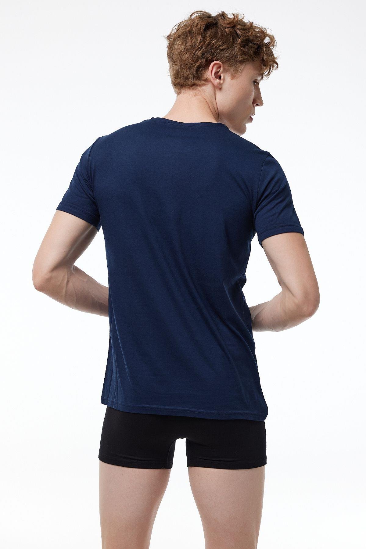 Erkek Beyaz Basic Yuvarlak Yaka Ince Modal T-shirt 084